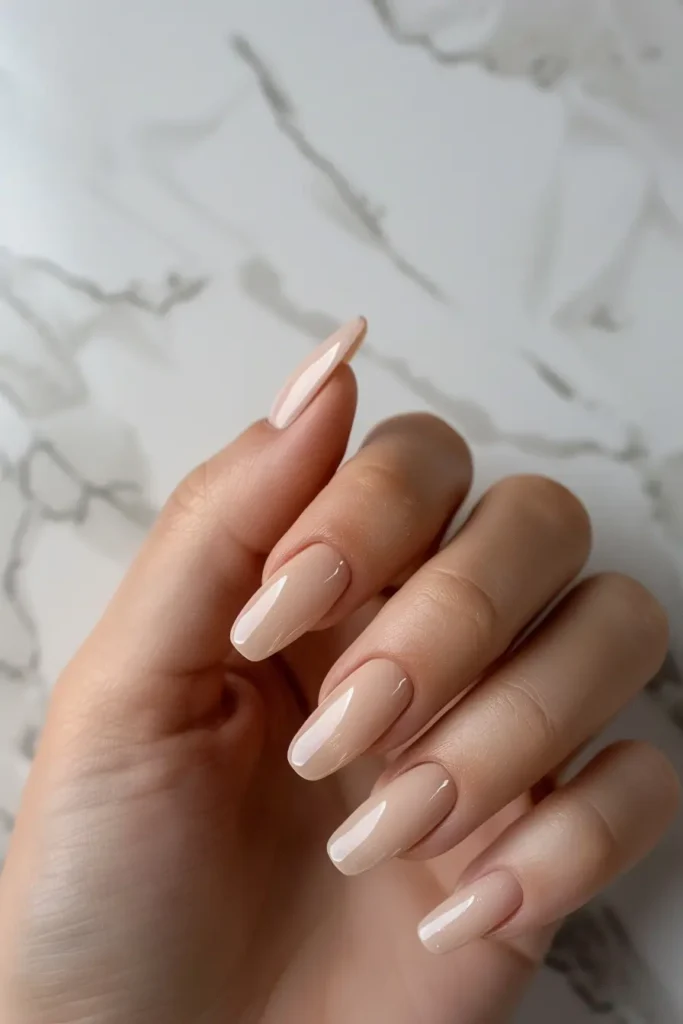 Glossy Dip Powder Natural Nails Dip Nail Inspo Idea