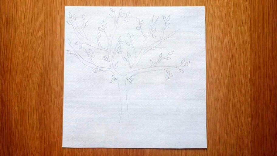 apple tree drawing easy