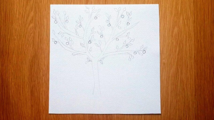 apple tree drawing easy