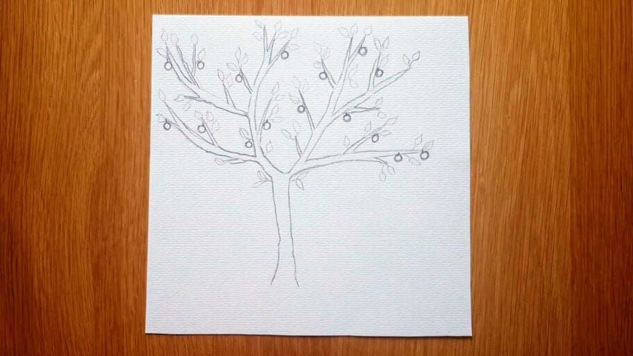 apple tree drawing easy