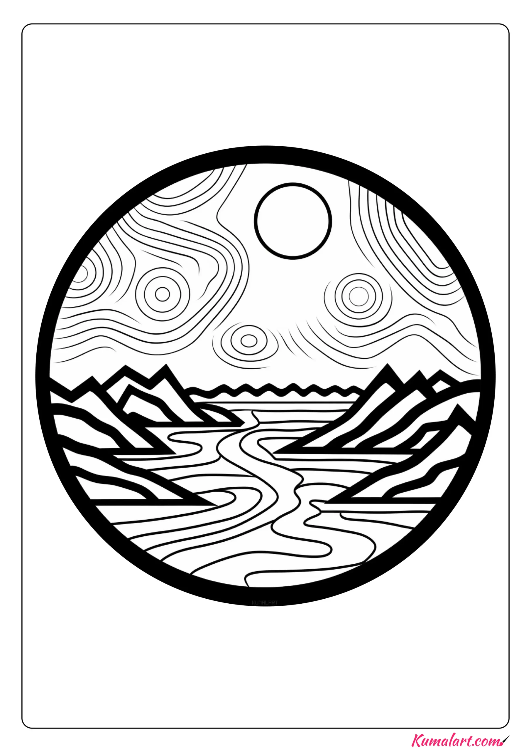 Abstract Desert Mandala Coloring Page