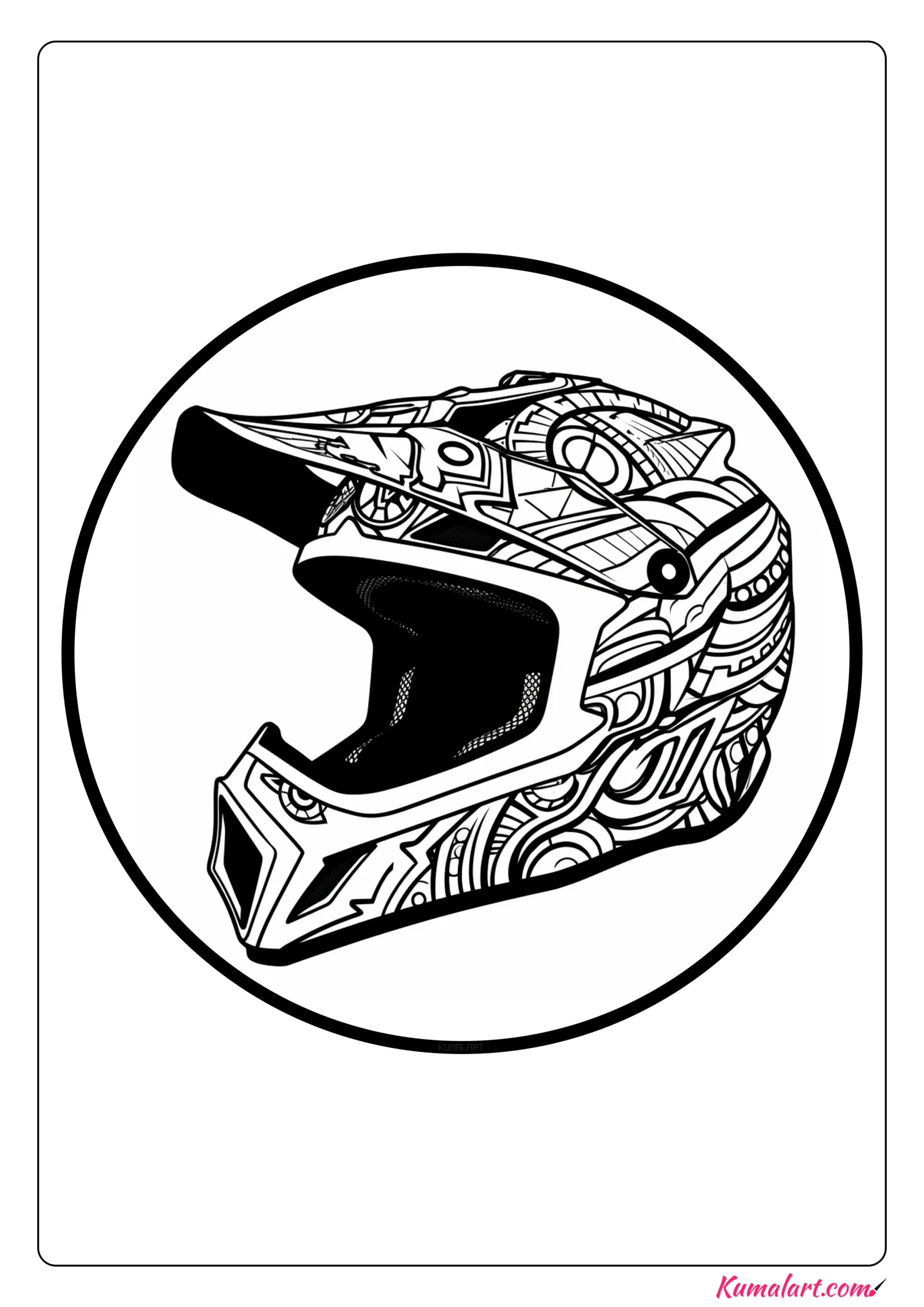 Abstract Dirt Bike Helmet Coloring Page