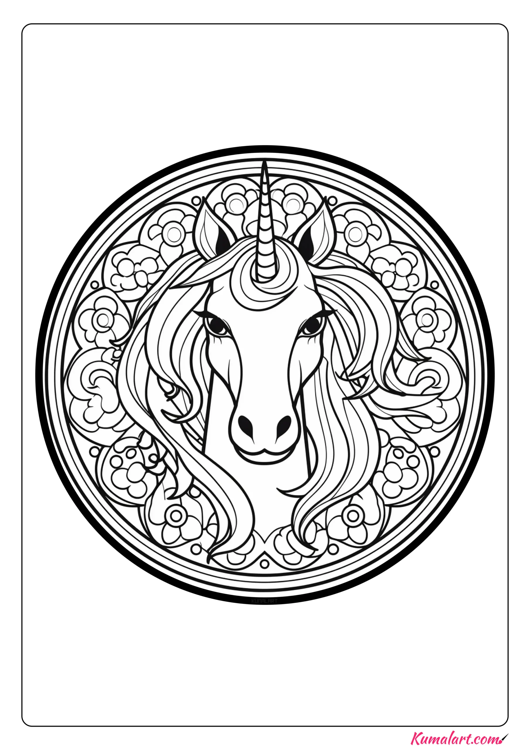 Adira the Unicorn Mandala Coloring Page