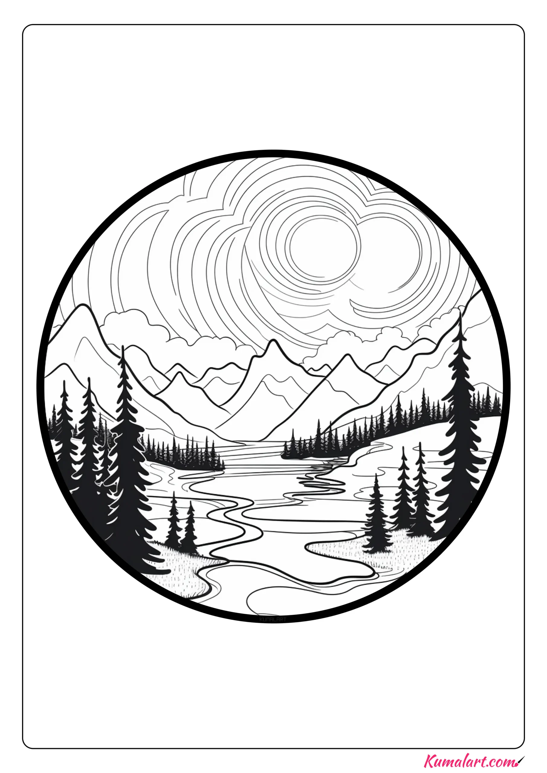 Adorable Northern Lights Coloring Page