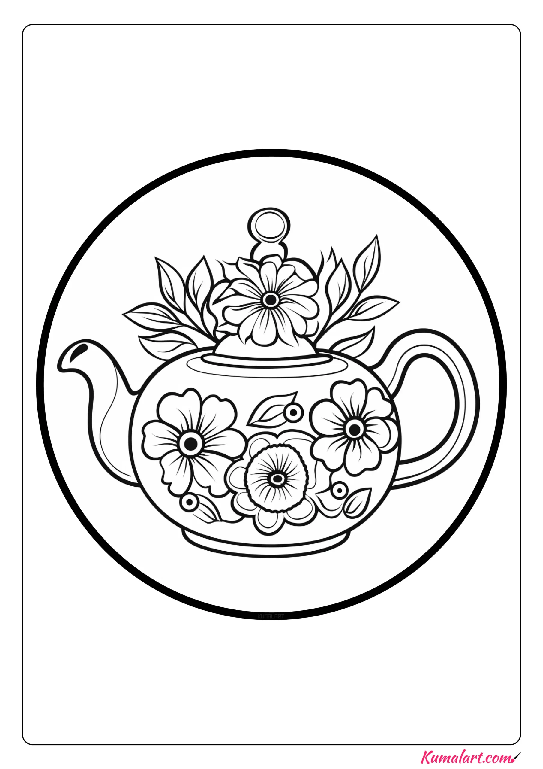 Adorable Teapot Coloring Page