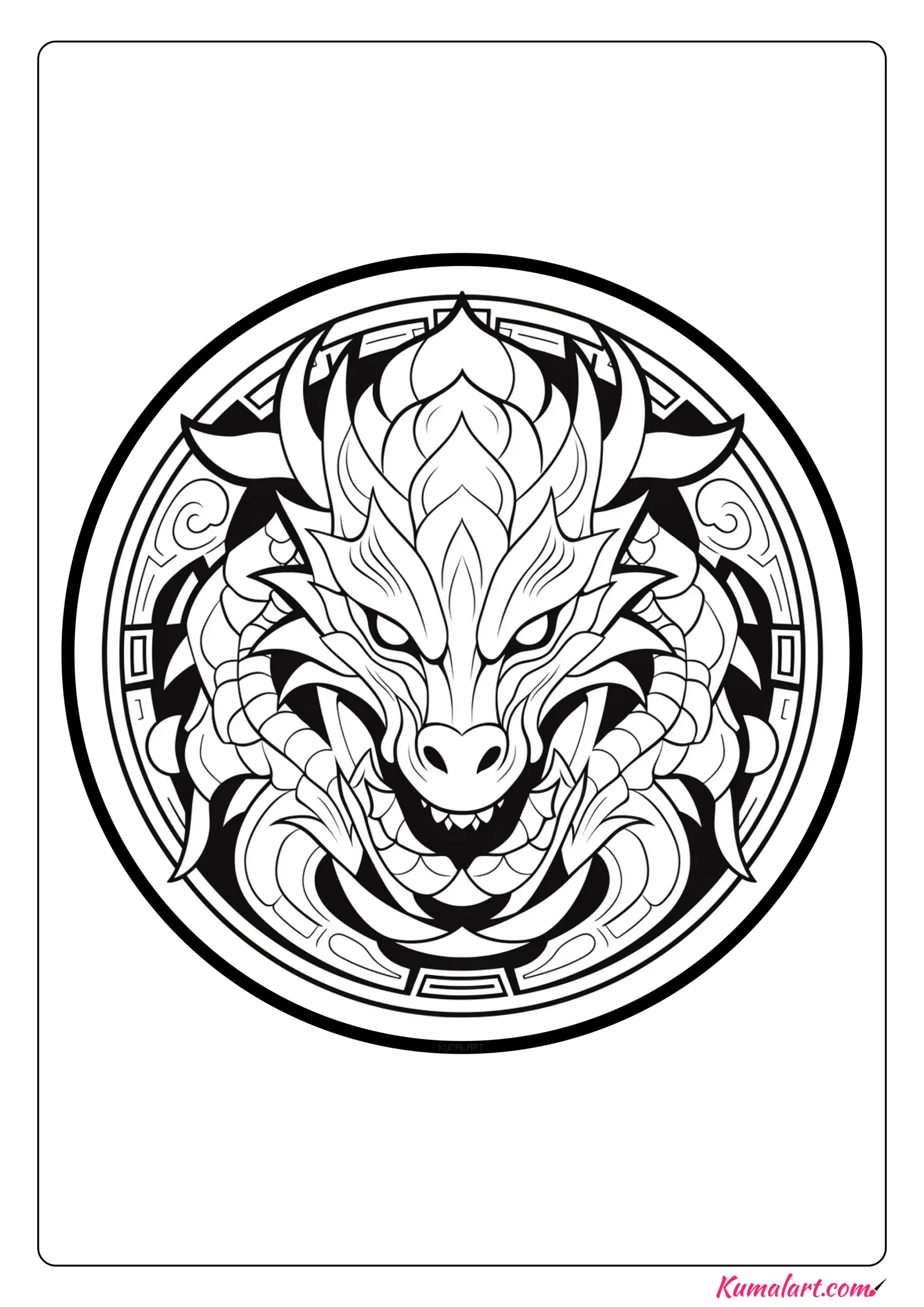Alan the Dragon Mandala Coloring Page