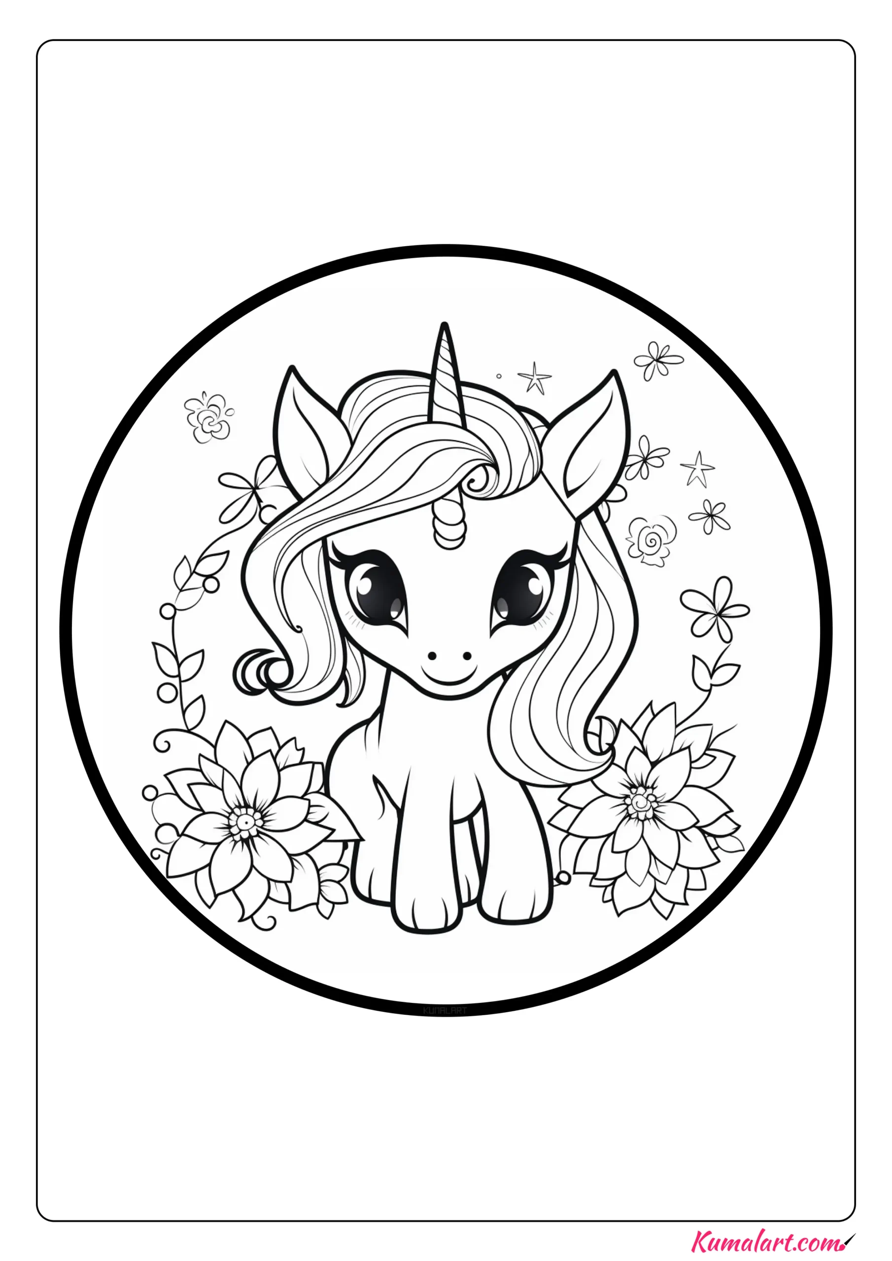 Amalthea Fancy Unicorn Coloring Page