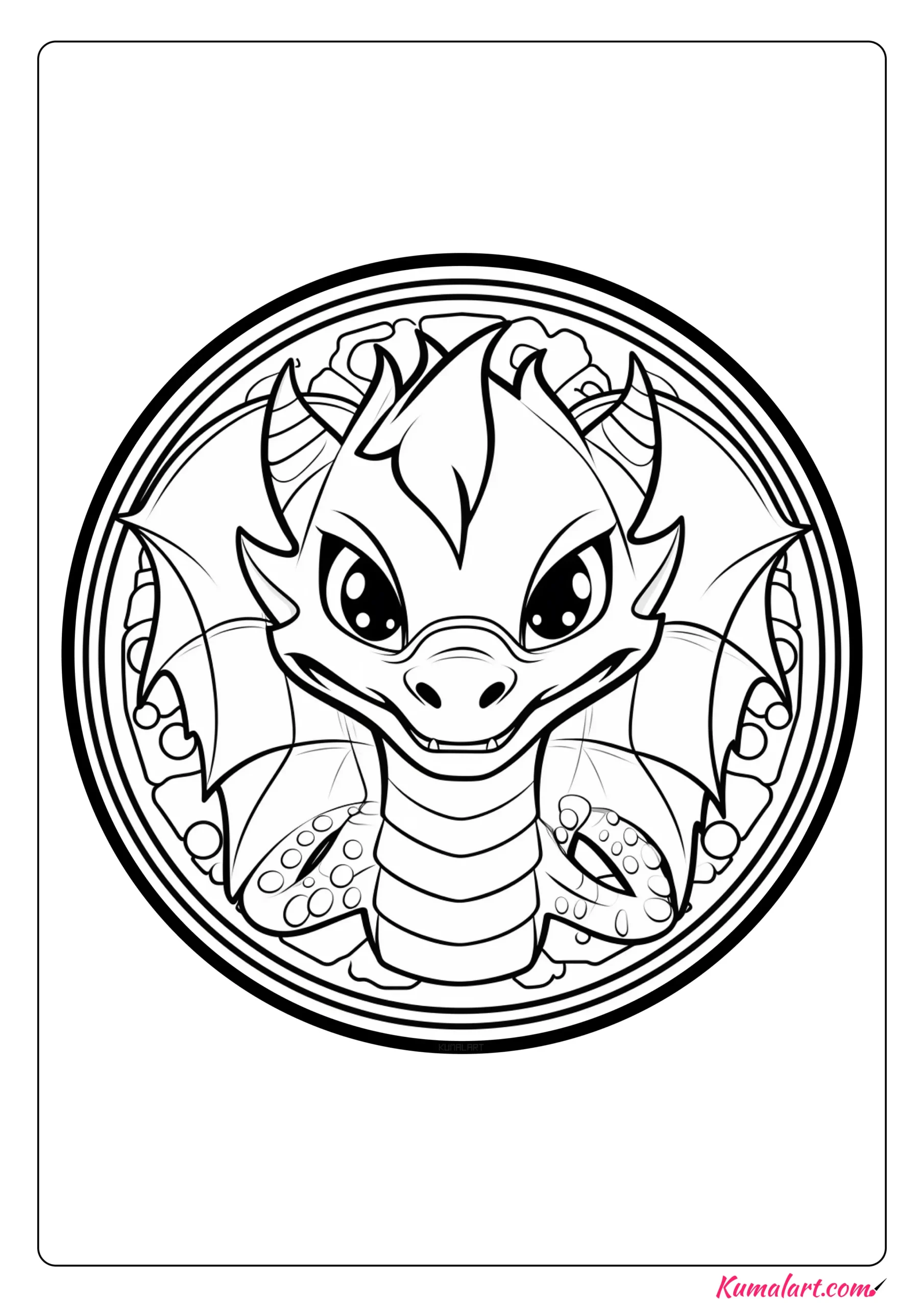 Amelia the Dragon Mandala Coloring Page