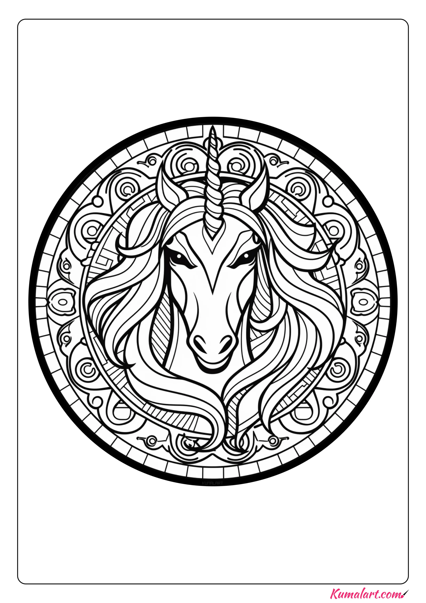 Anabella the Unicorn Mandala Coloring Page