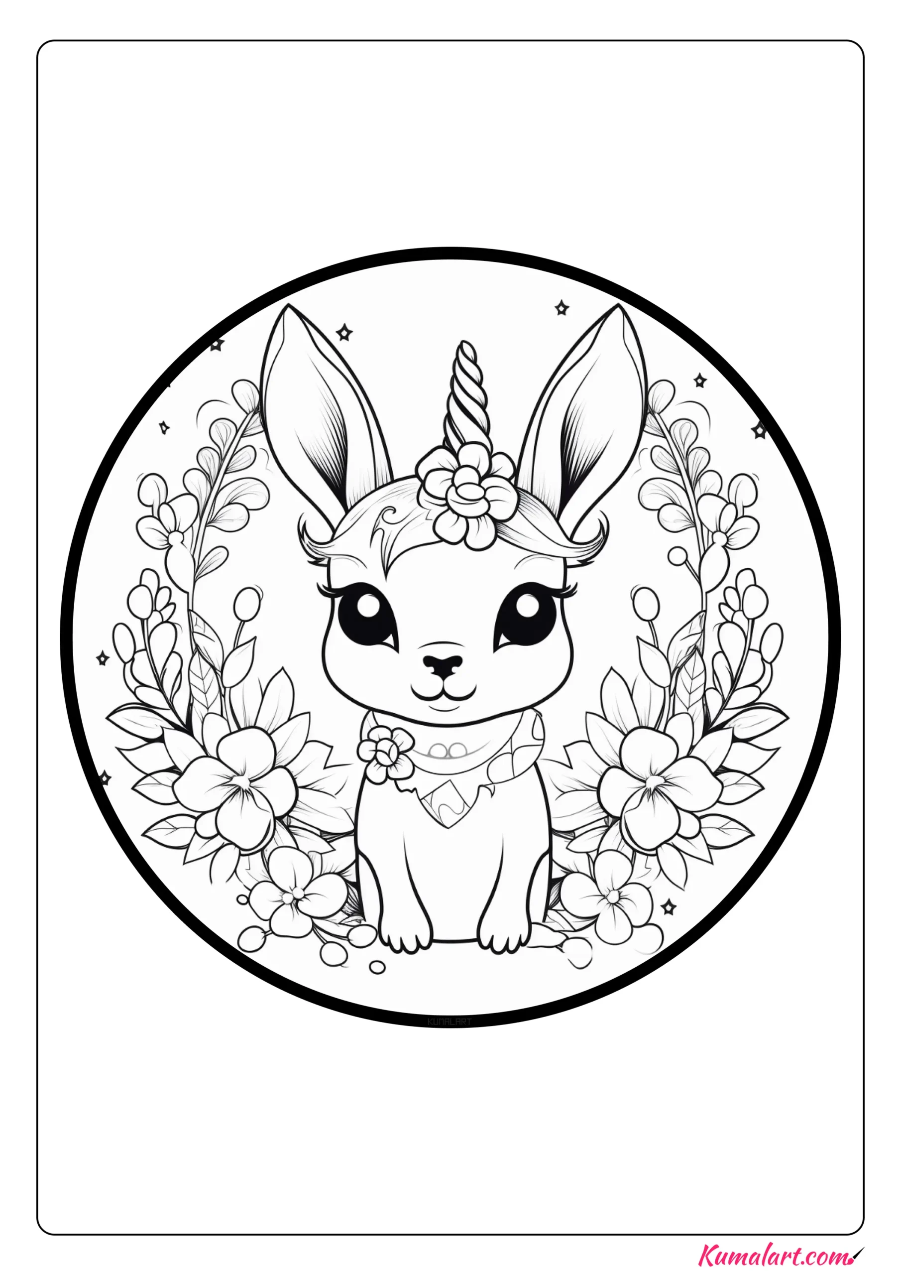 Angel Unicorn Bunny Coloring Page