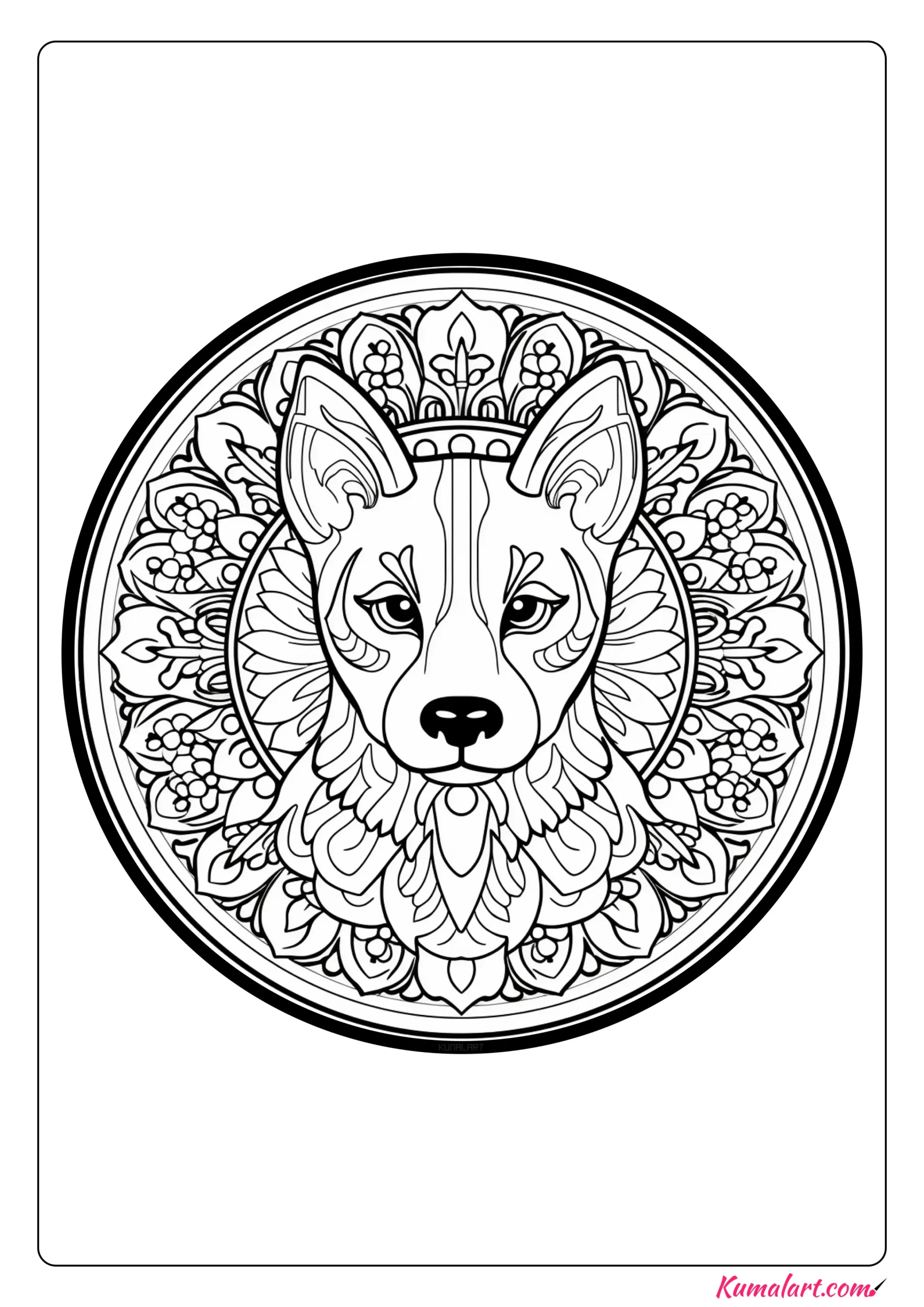 Archie the Dog Mandala Coloring Page