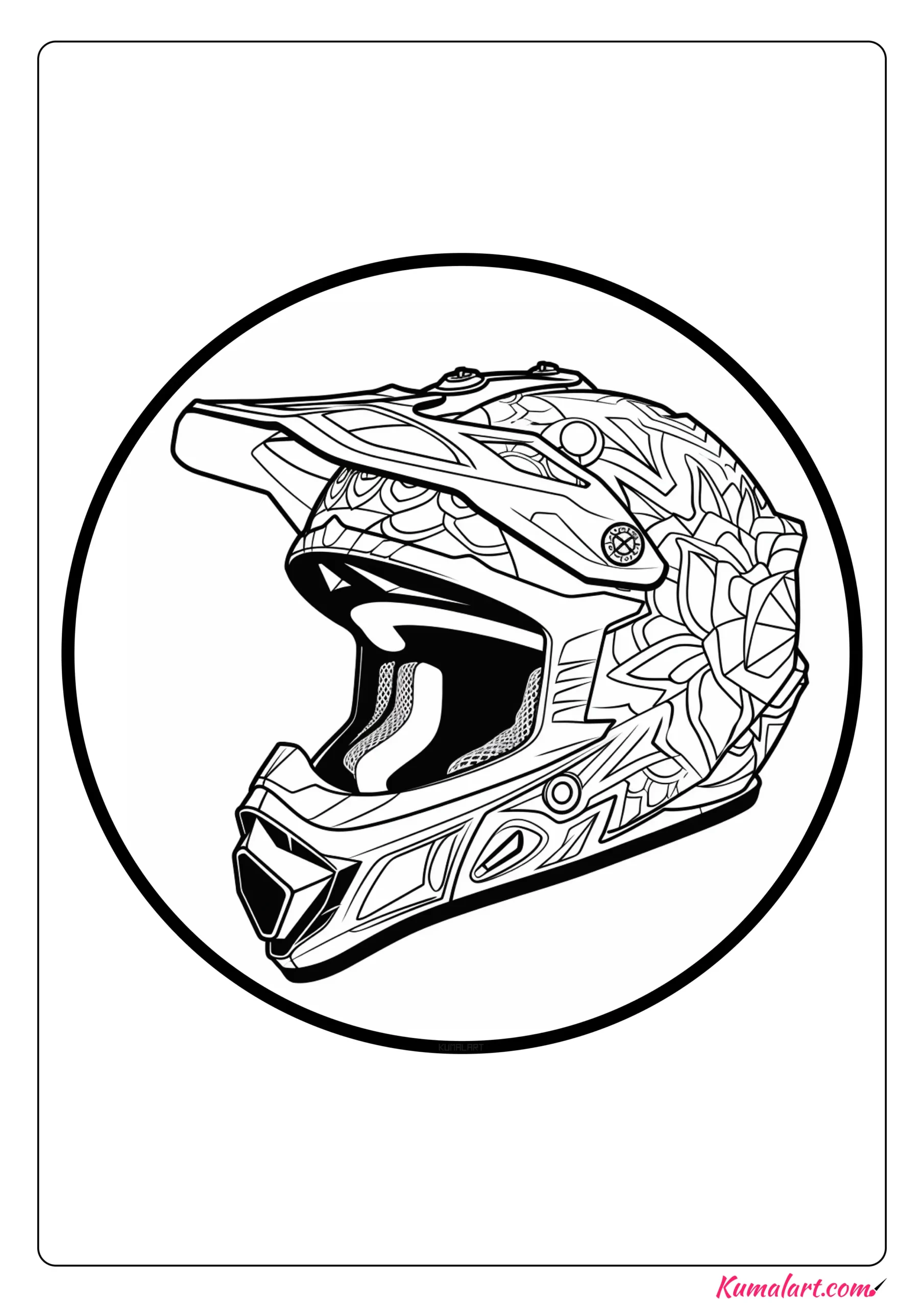 Attractive Dirt Bike Helmet Coloring Page