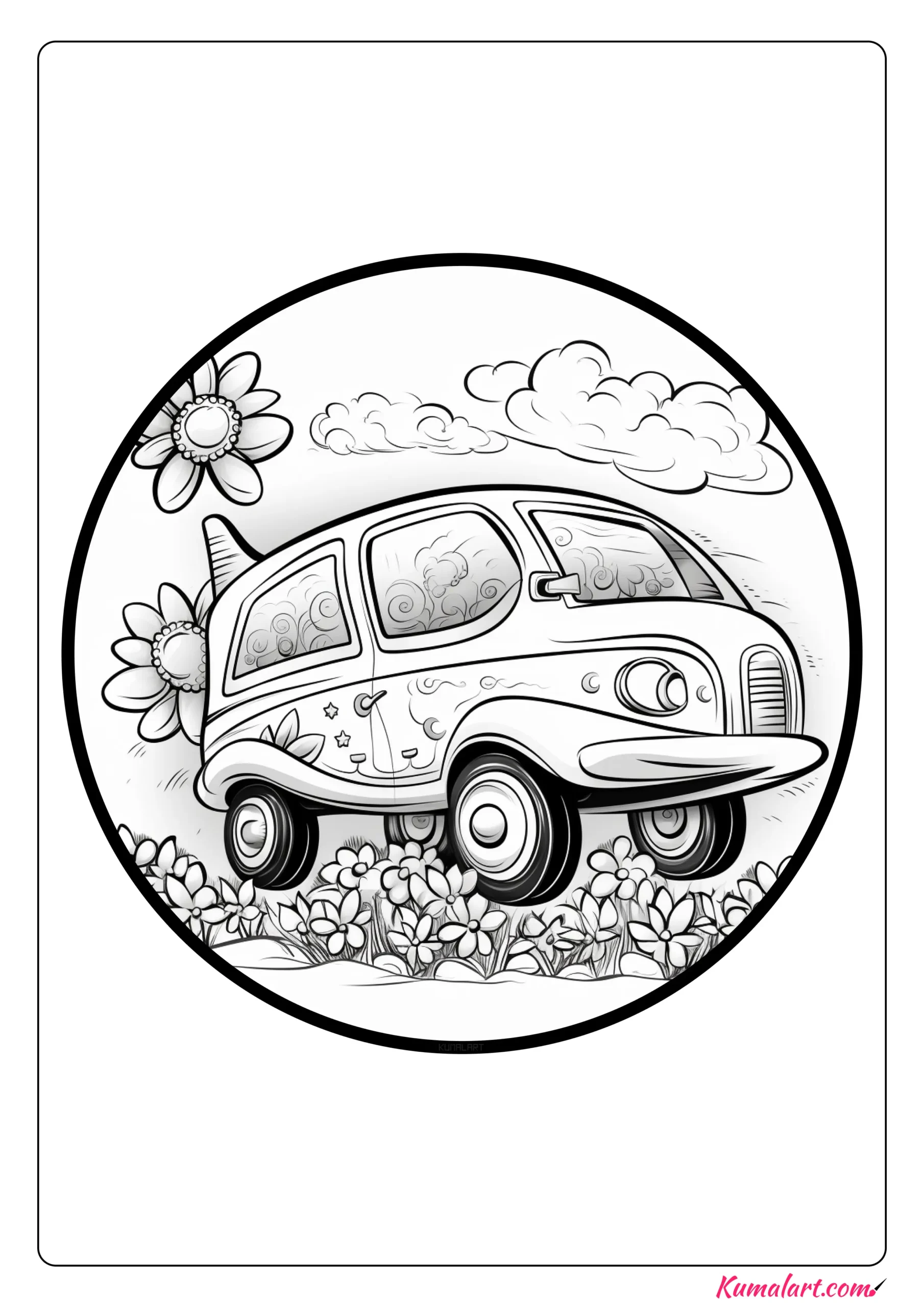 Beautiful Flying Car Coloring Page