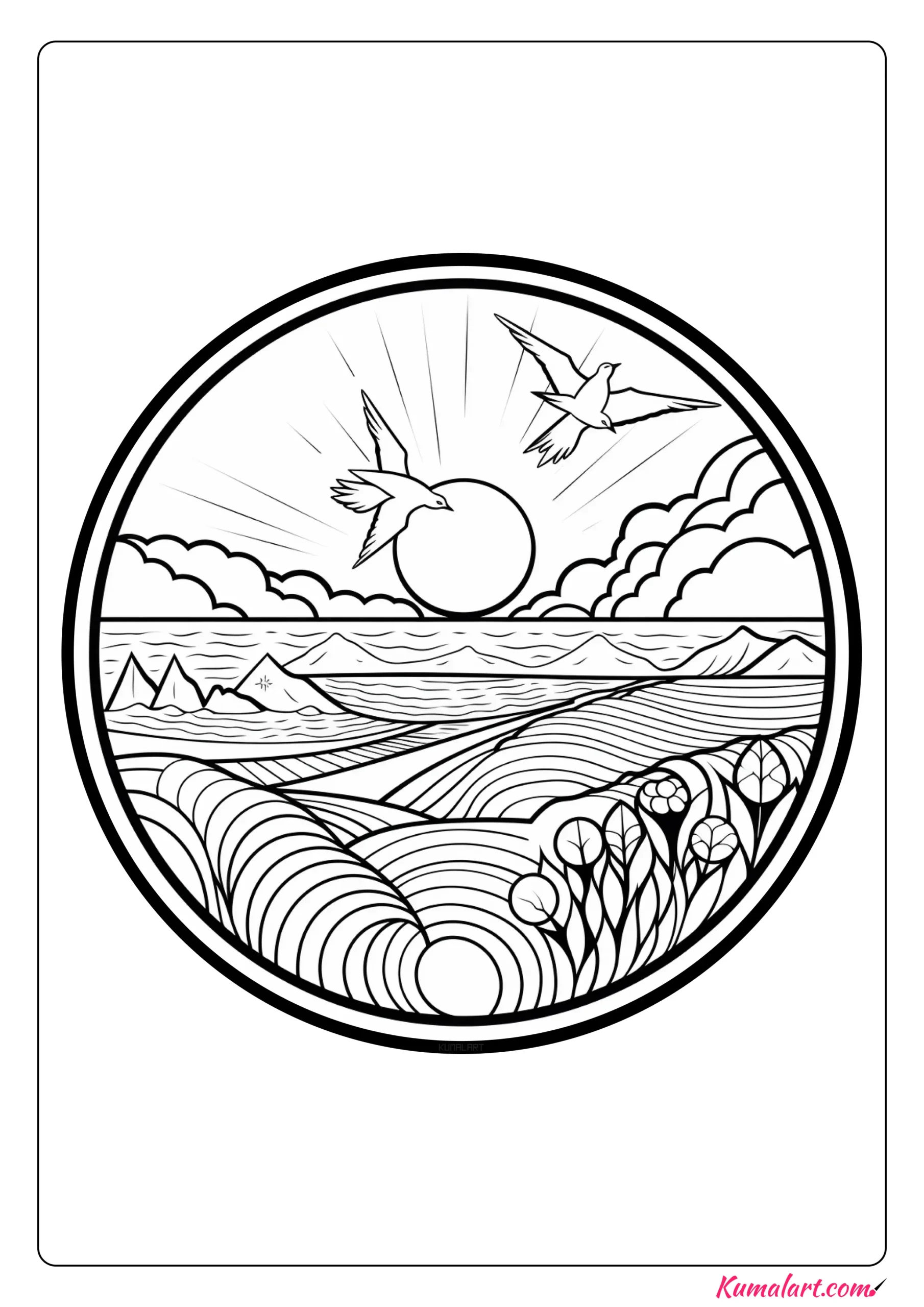 Beautiful Summer Mandala Coloring Page