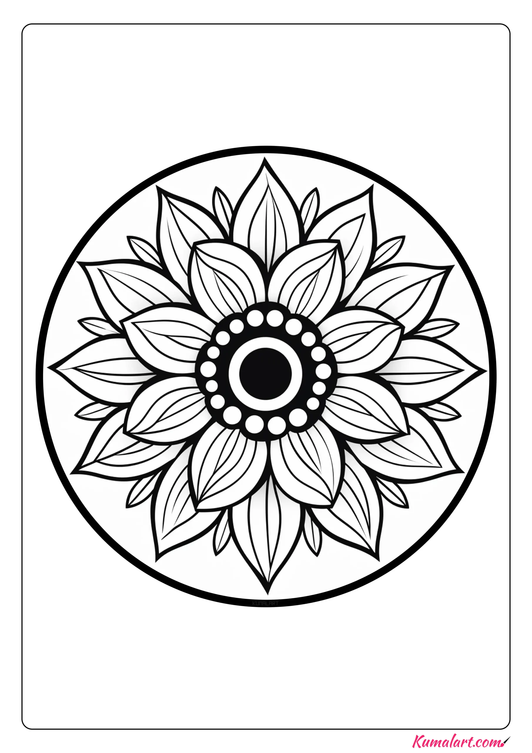 Beautiful Sunflower Mandala Coloring Page