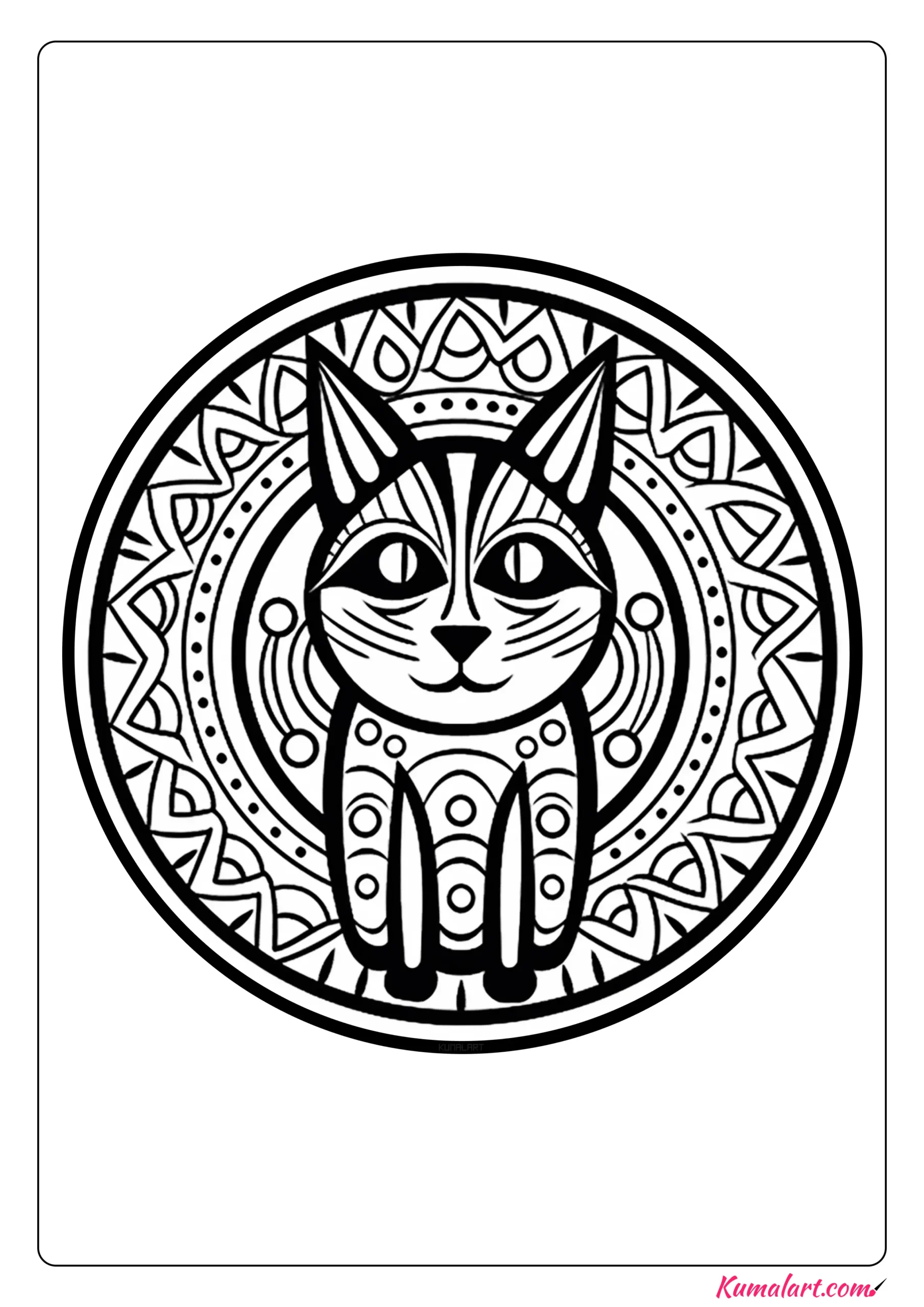 Big Cat Mandala Coloring Page