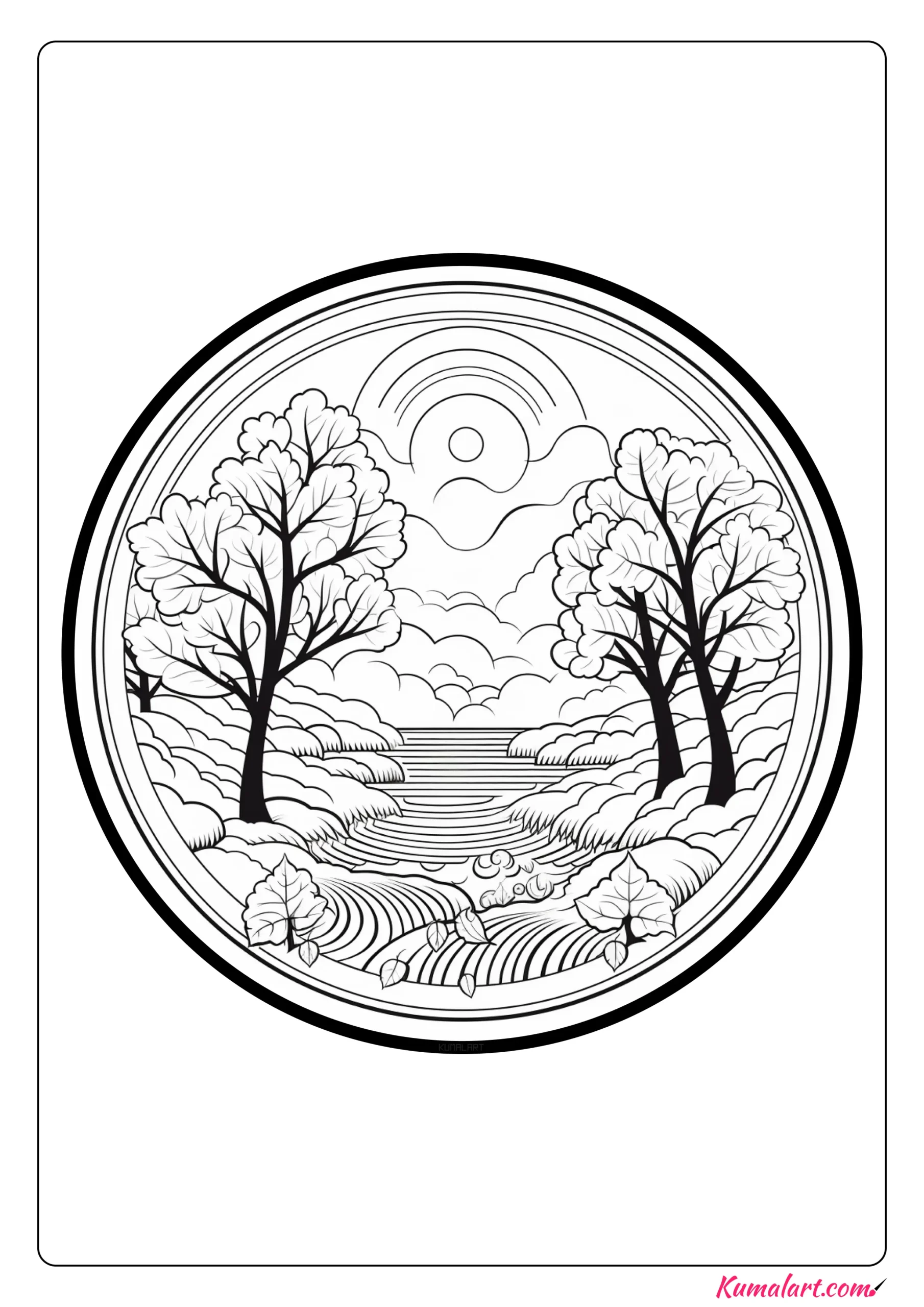 Breezy Autumn Mandala Coloring Page