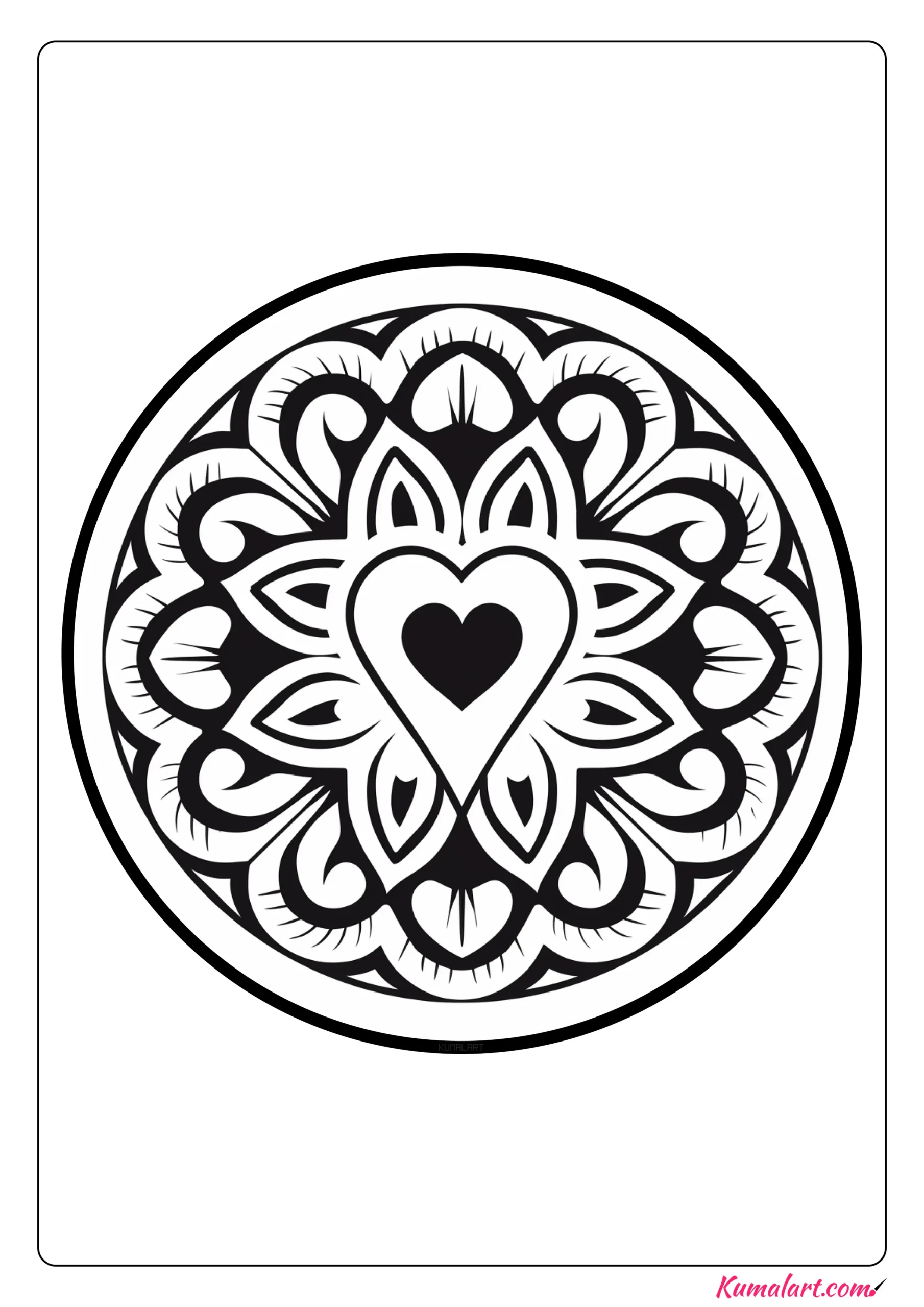 Cactus Heart Coloring Page