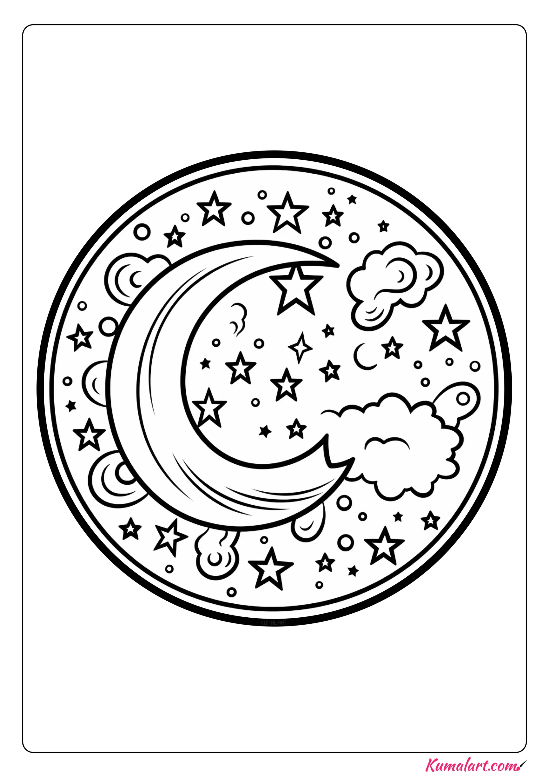 Captivating Moon Mandala Coloring Page