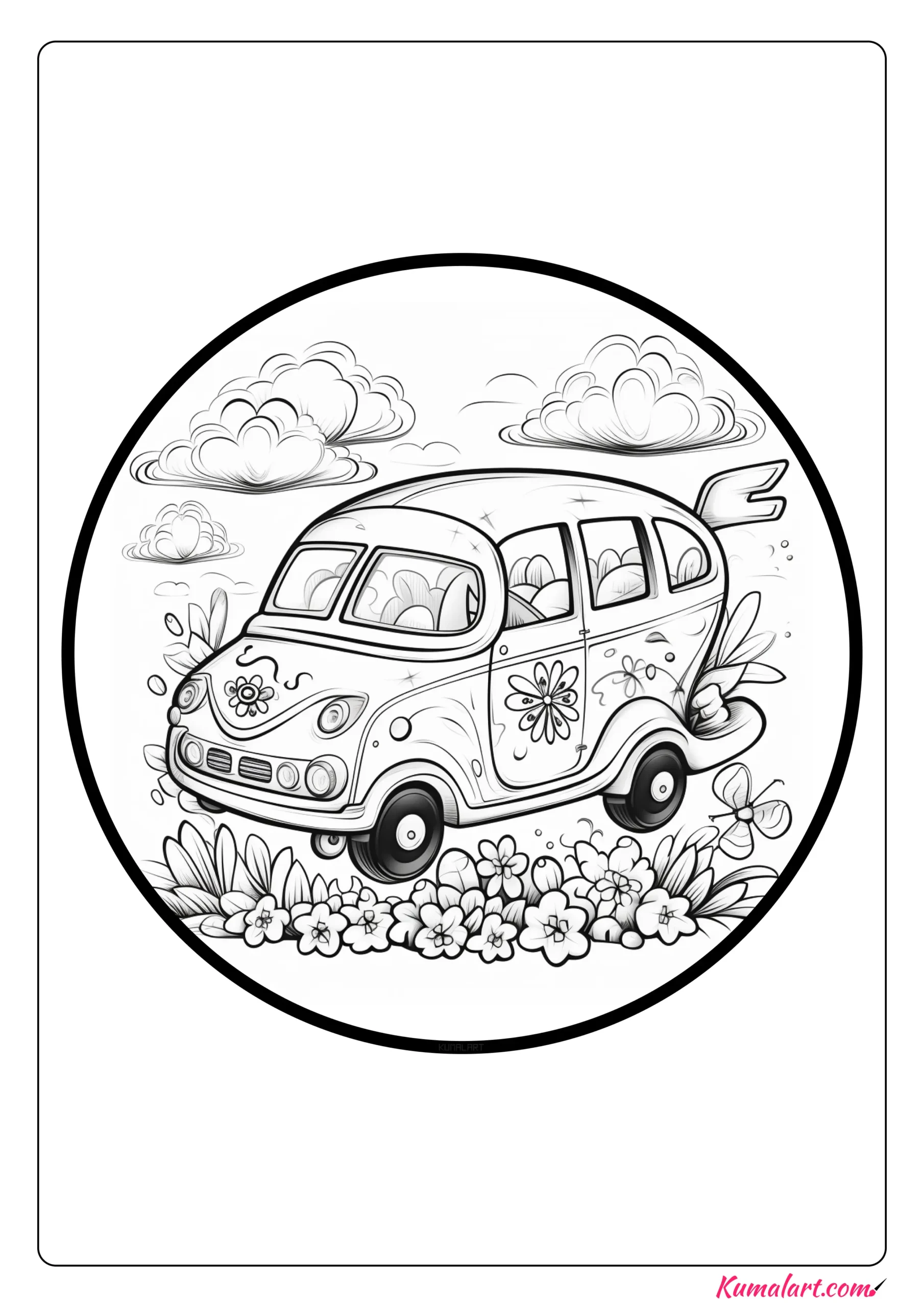 Cartoon Flying Car Coloring Page
