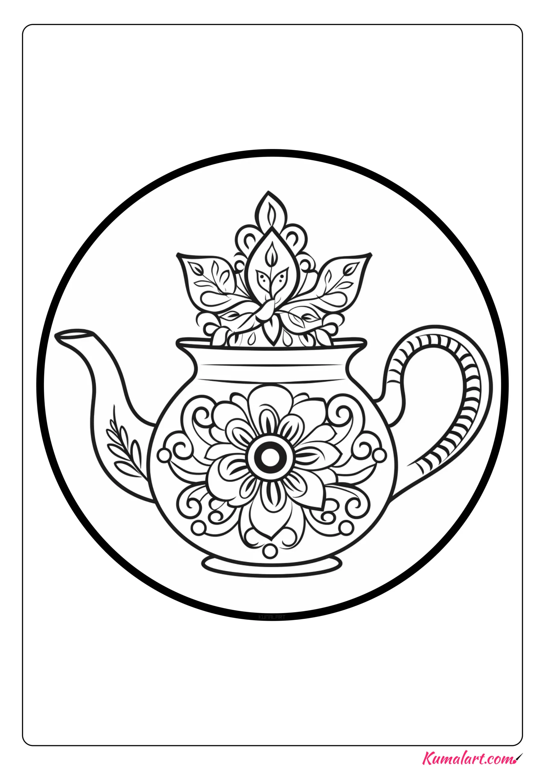 Charming Teapot Coloring Page