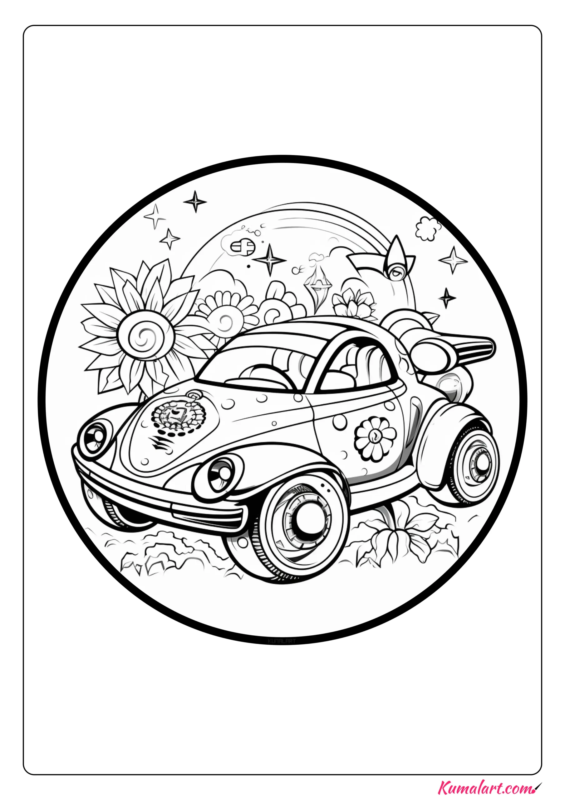 Coloring Page Flying Car