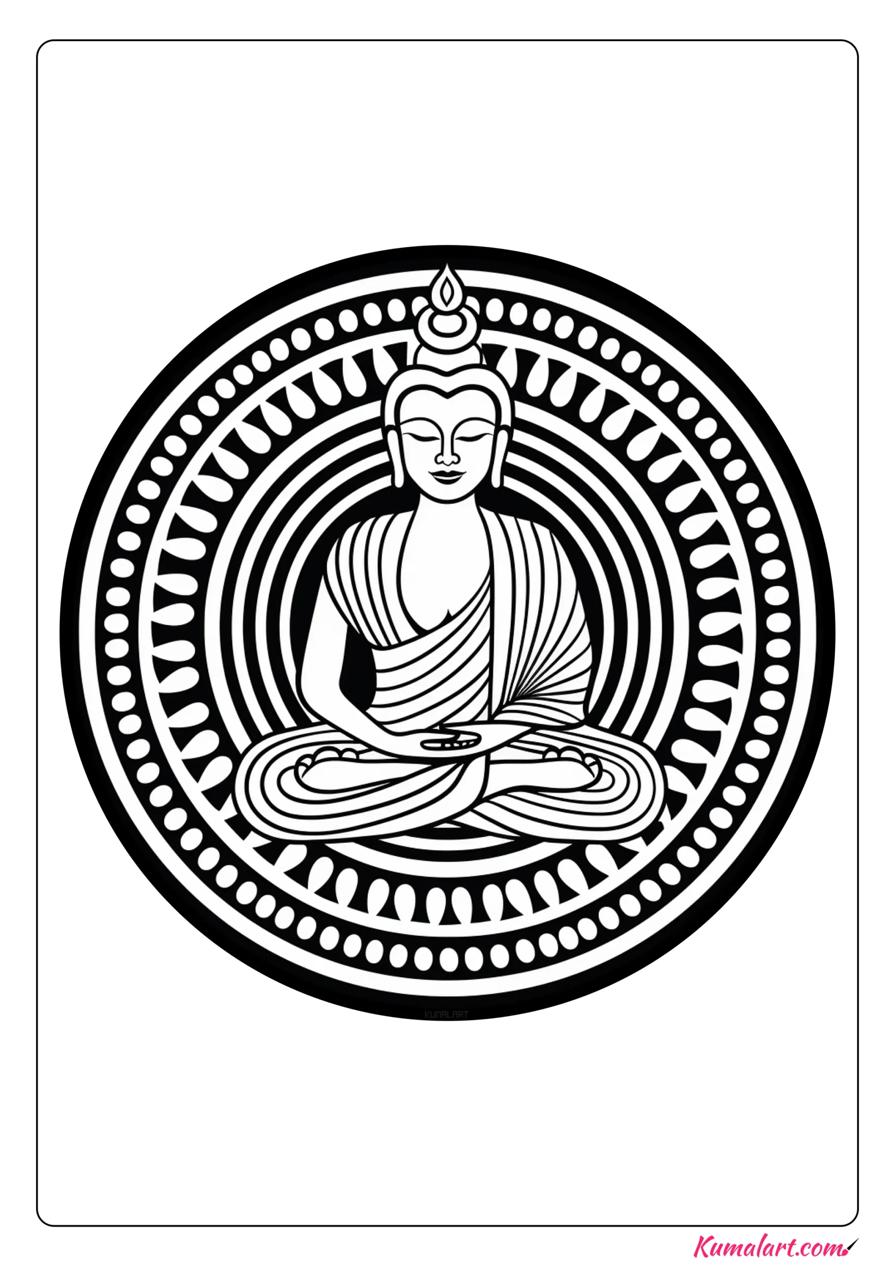 Content Buddhist Mandala Coloring Page