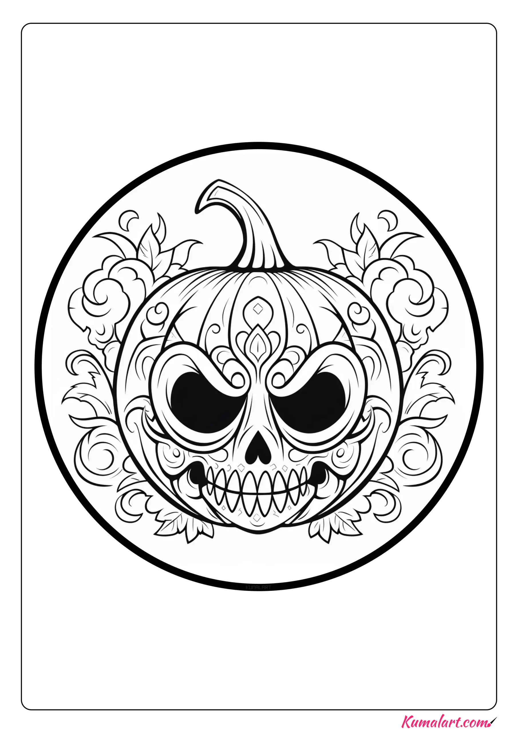 Creepy Scary Pumpkin Coloring Page