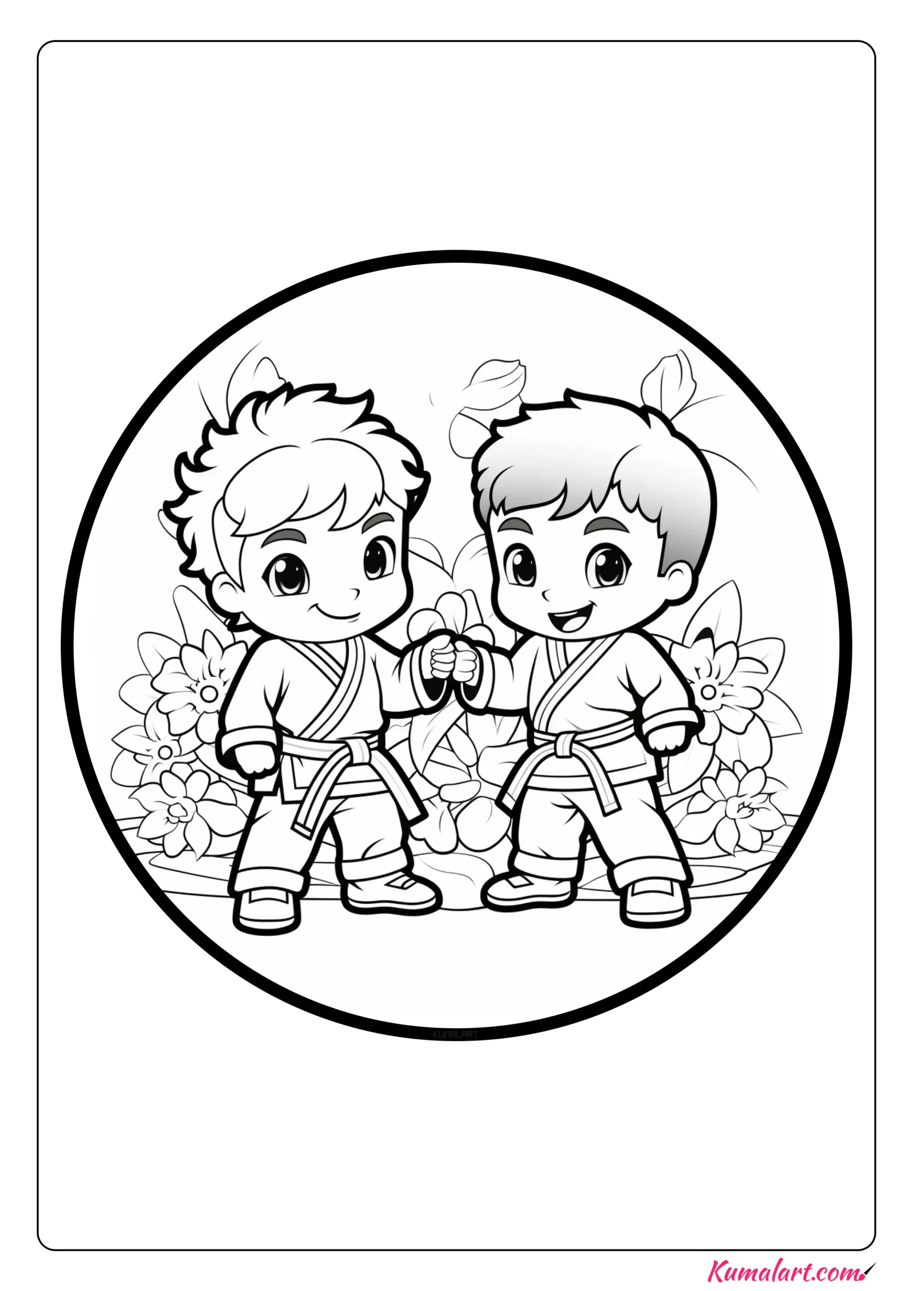 Cute Jiu Jitsu Coloring Page