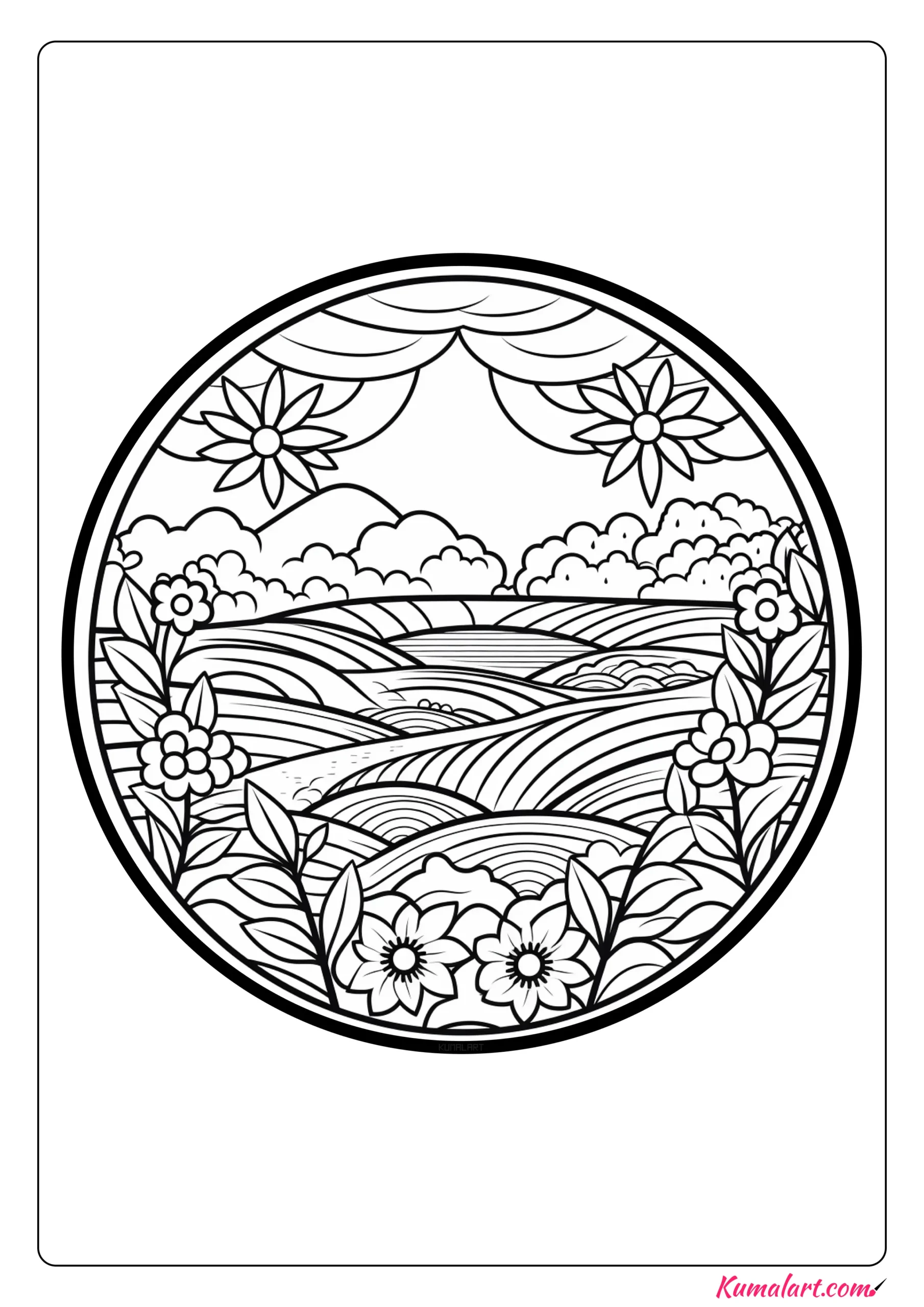 Daisy Spring Flower Mandala Coloring Page