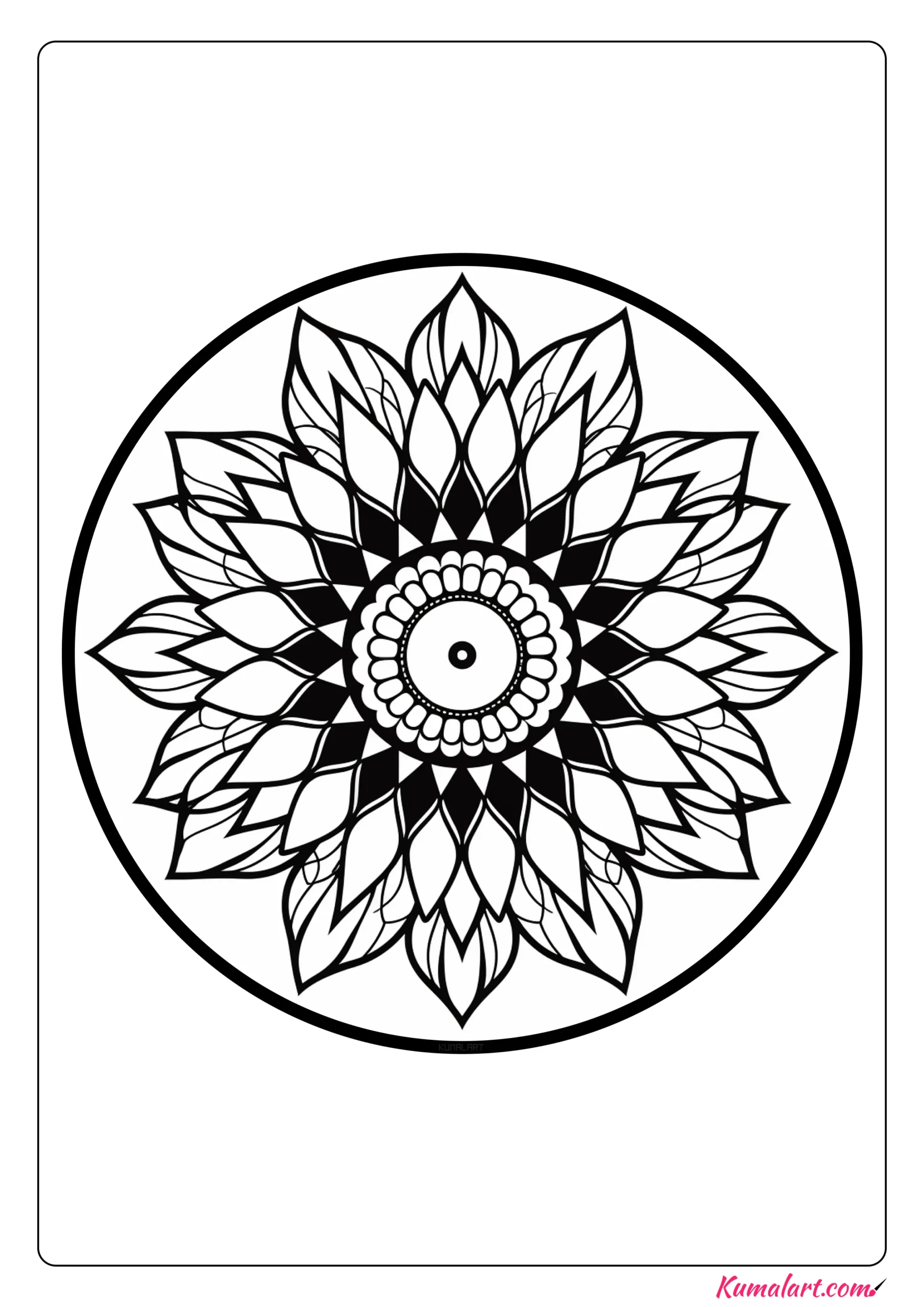 Diamond Sunflower Mandala Coloring Page