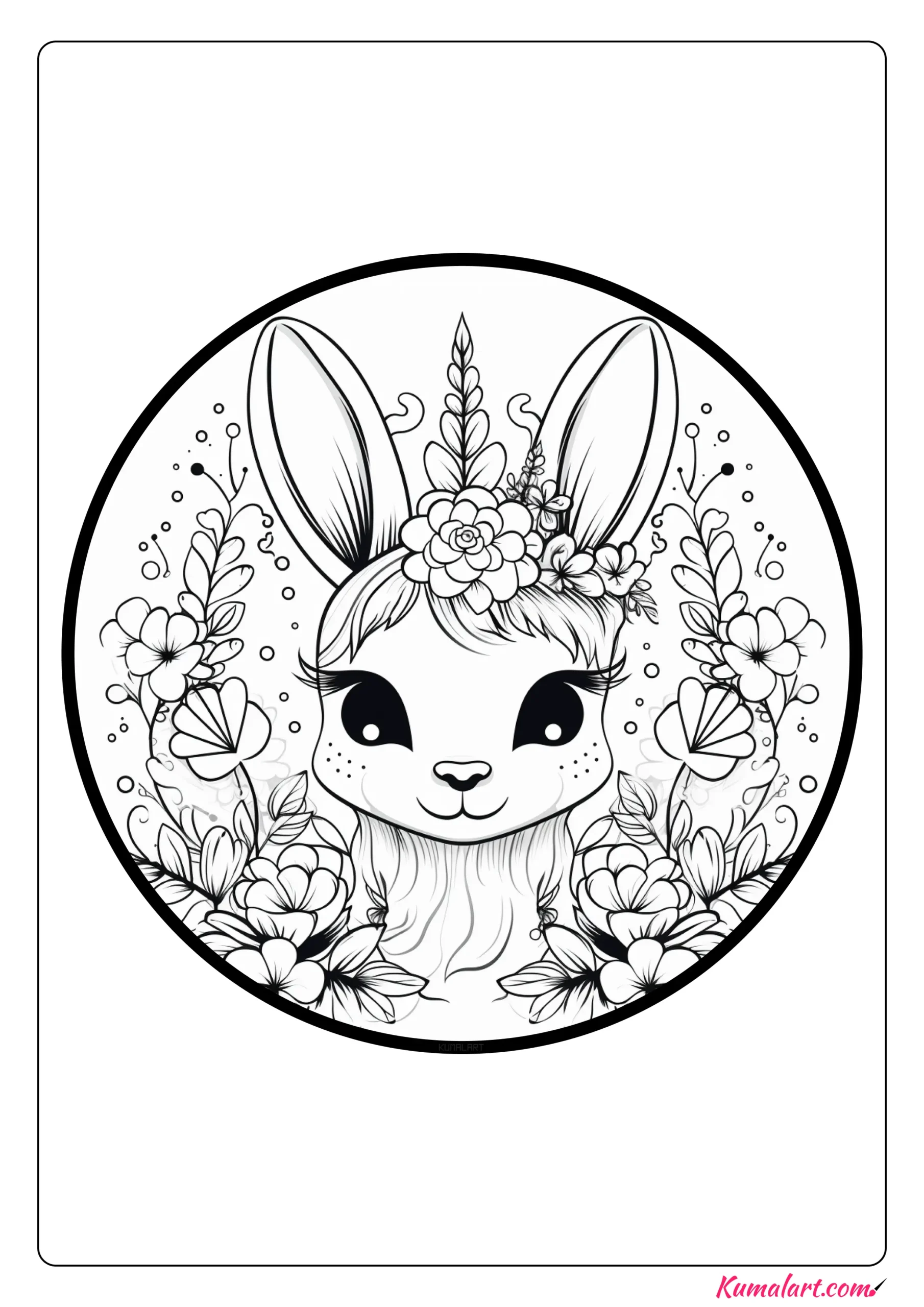 Diamond Unicorn Bunny Coloring Page