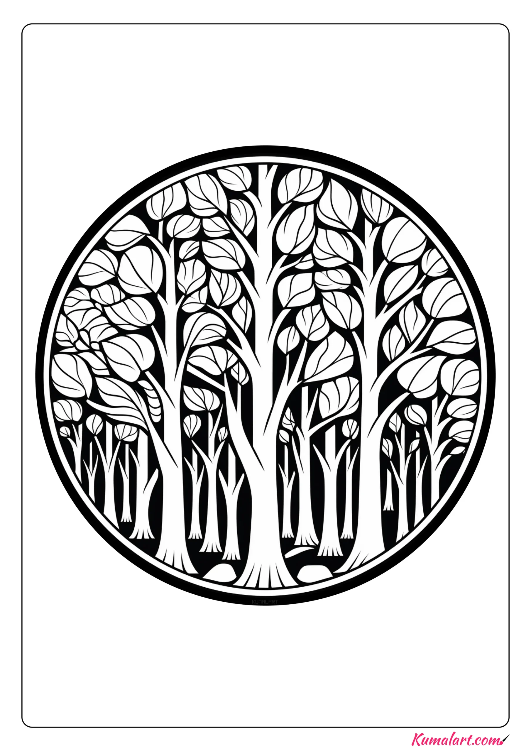 Diverse Forest Mandala Coloring Page