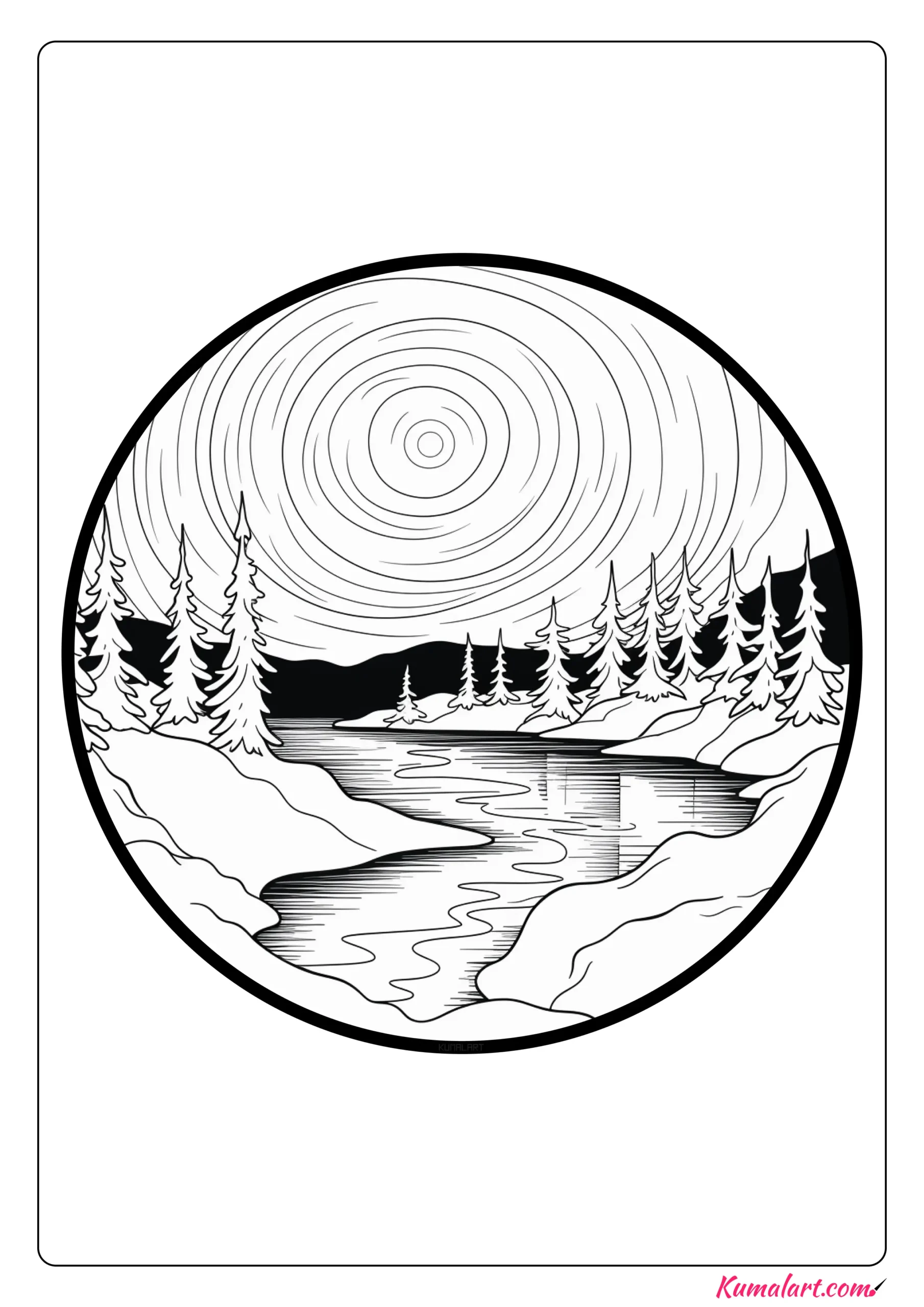 Divine Northern Lights Coloring Page