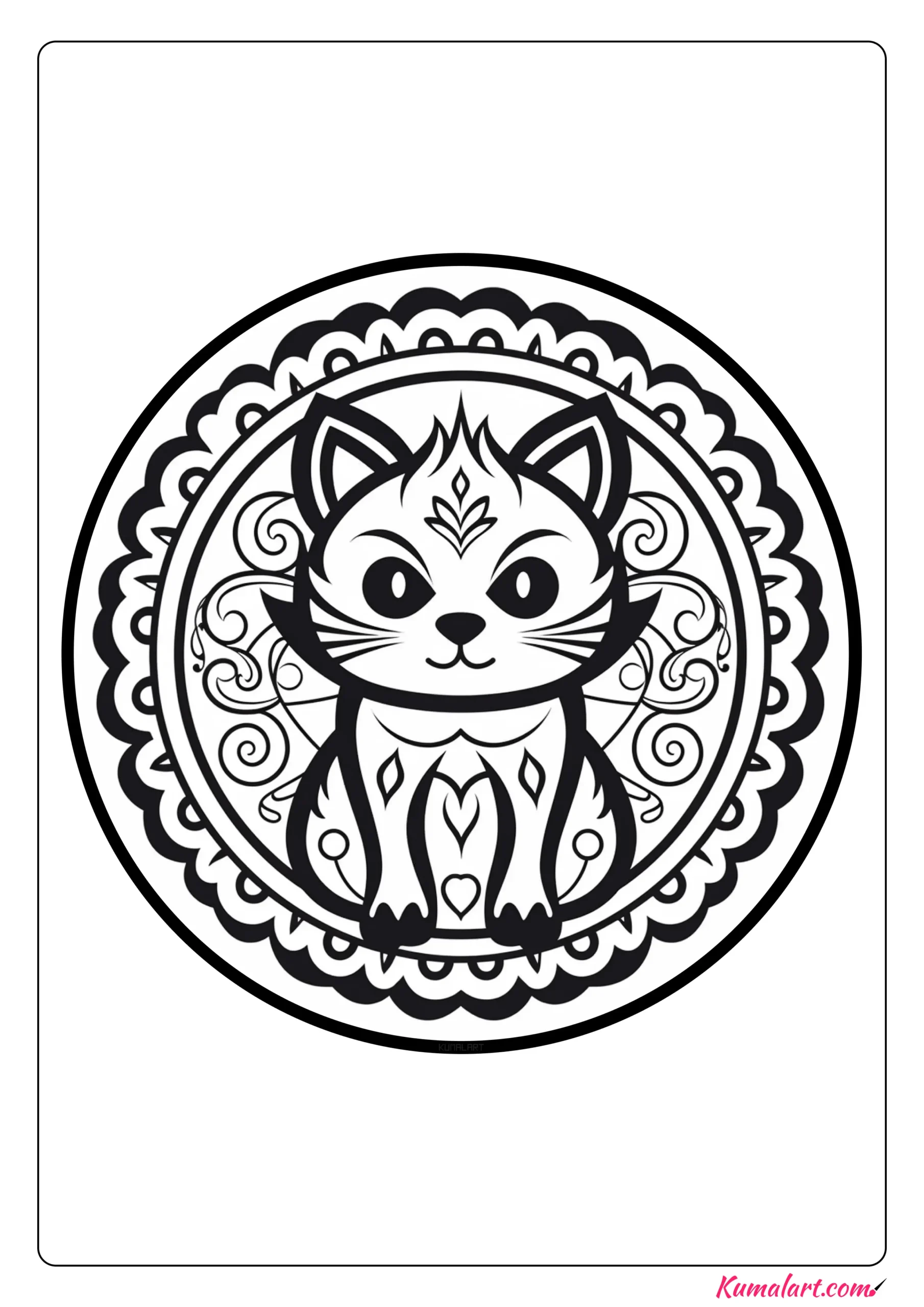 Dominik the Cat Mandala Coloring Page