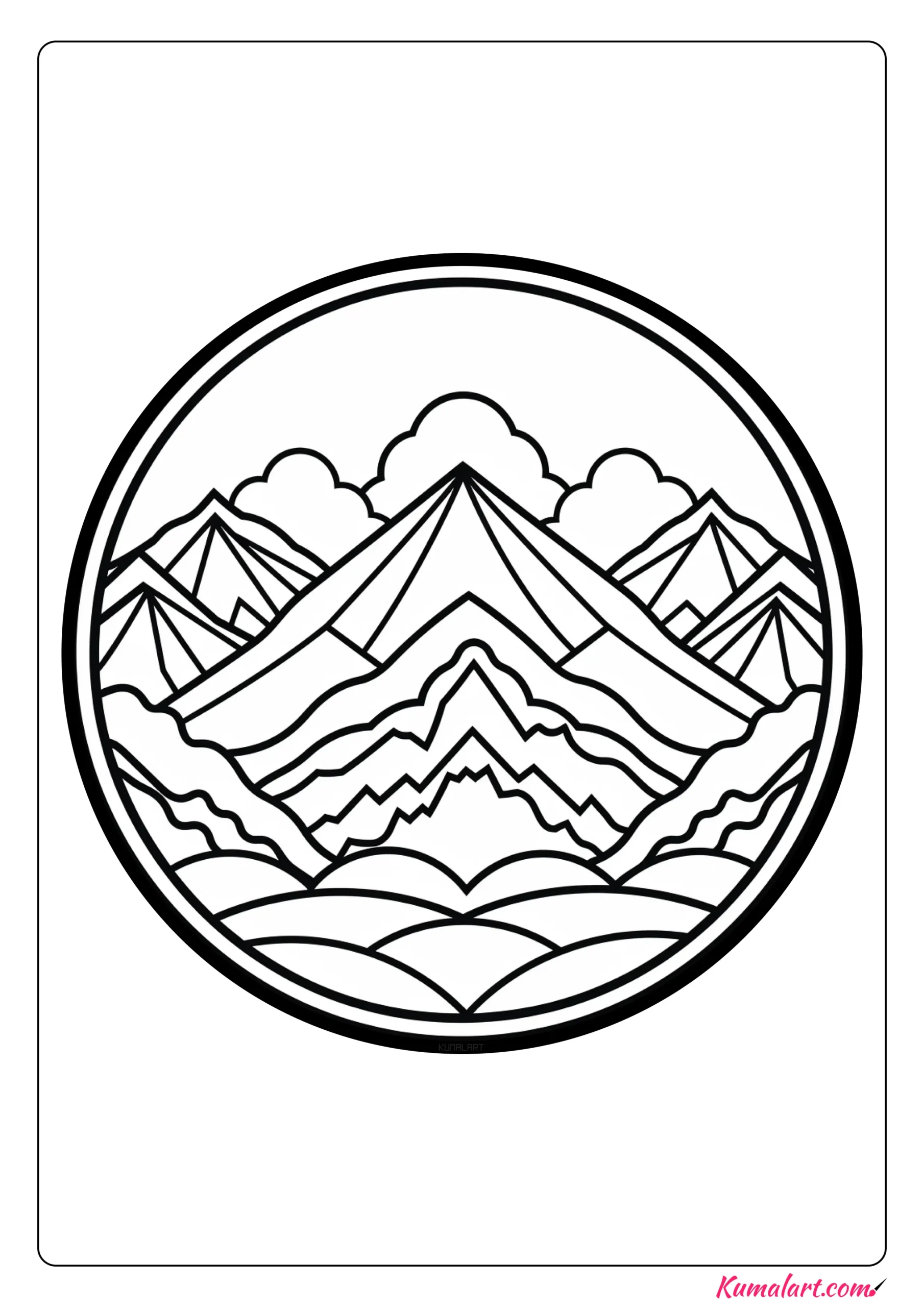 Dramatic Mountain Mandala Coloring Page