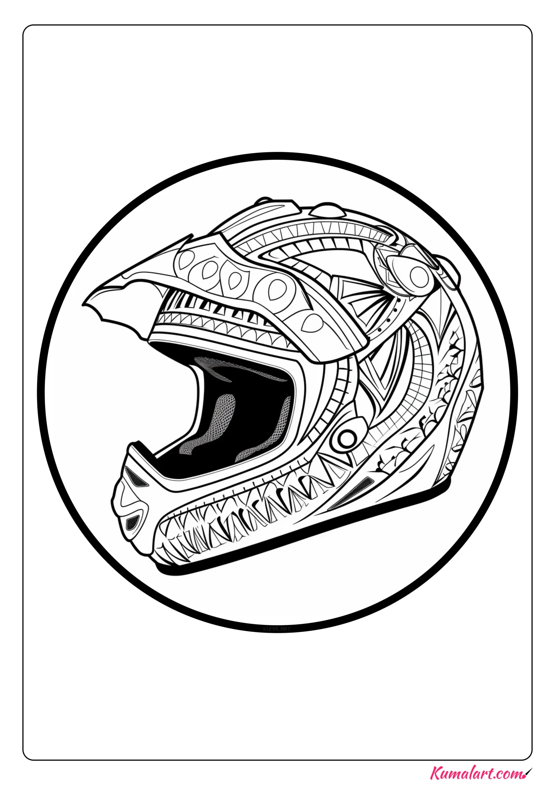 Elegant Dirt Bike Helmet Coloring Page