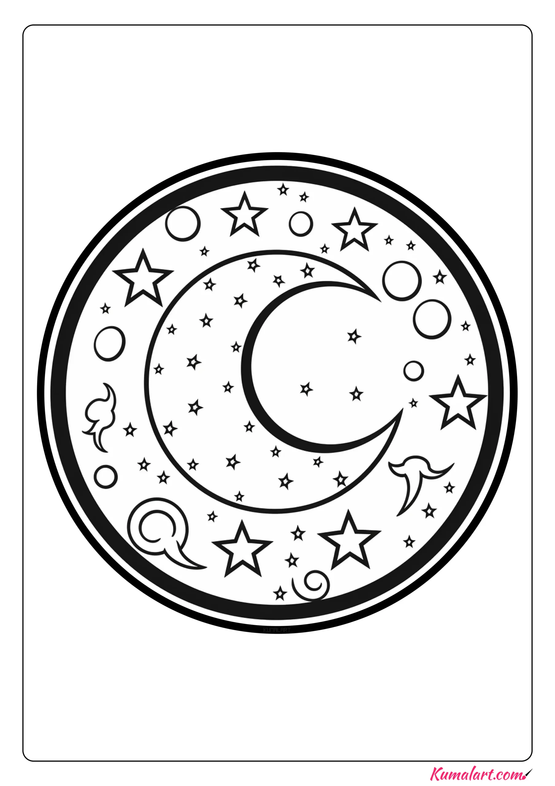 Enchanting Moon Mandala Coloring Page