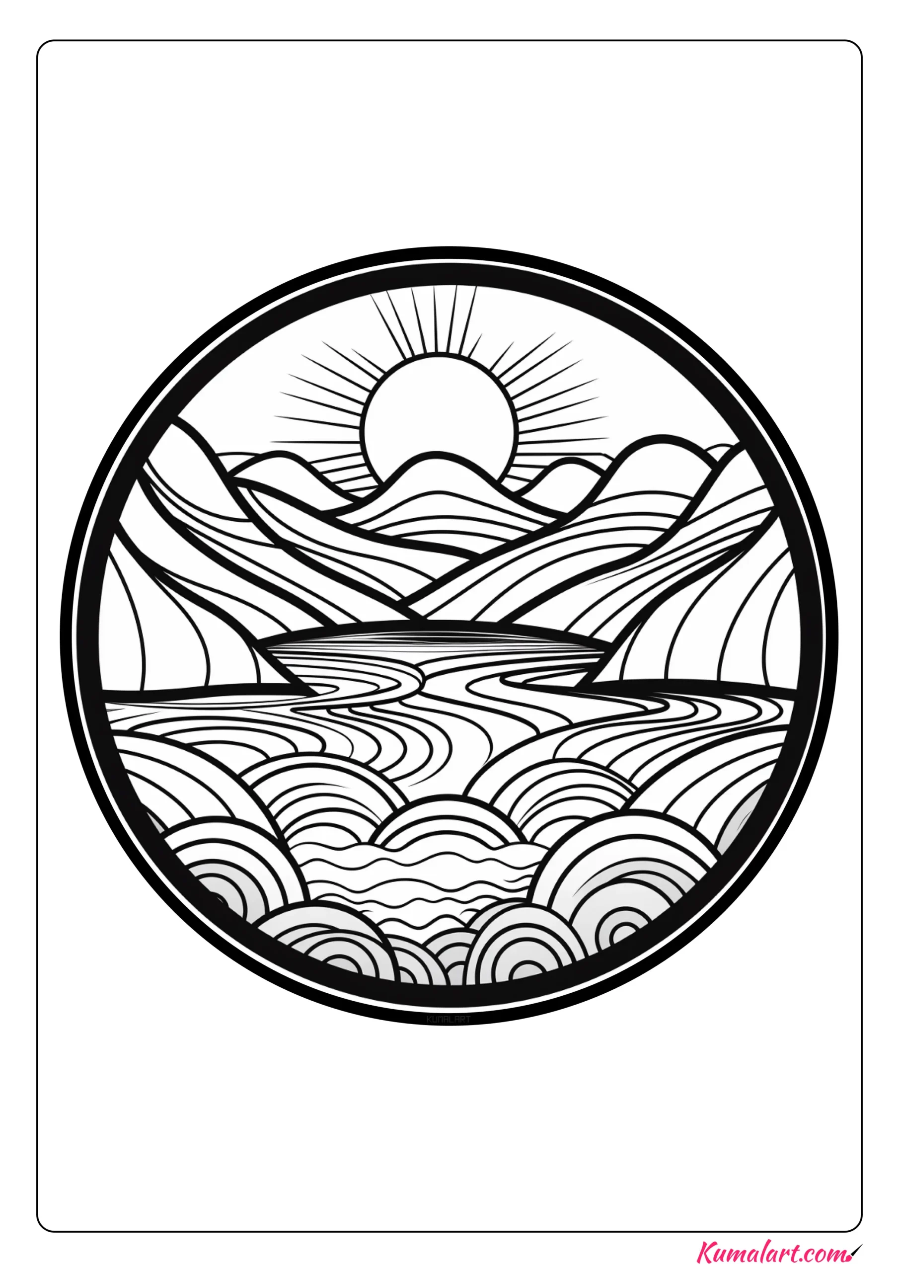 Energetic River Mandala Coloring Page