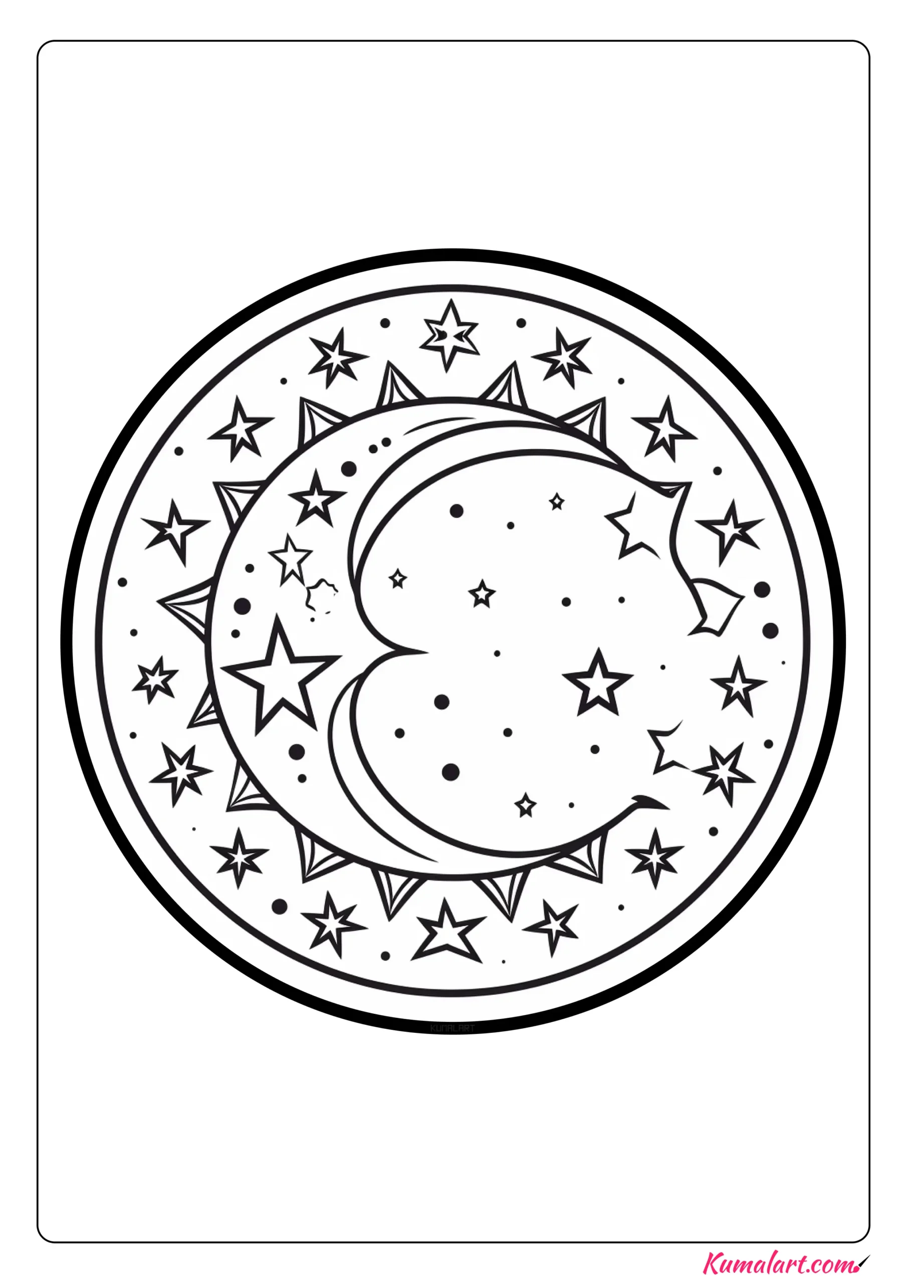 Ethereal Moon Mandala Coloring Page