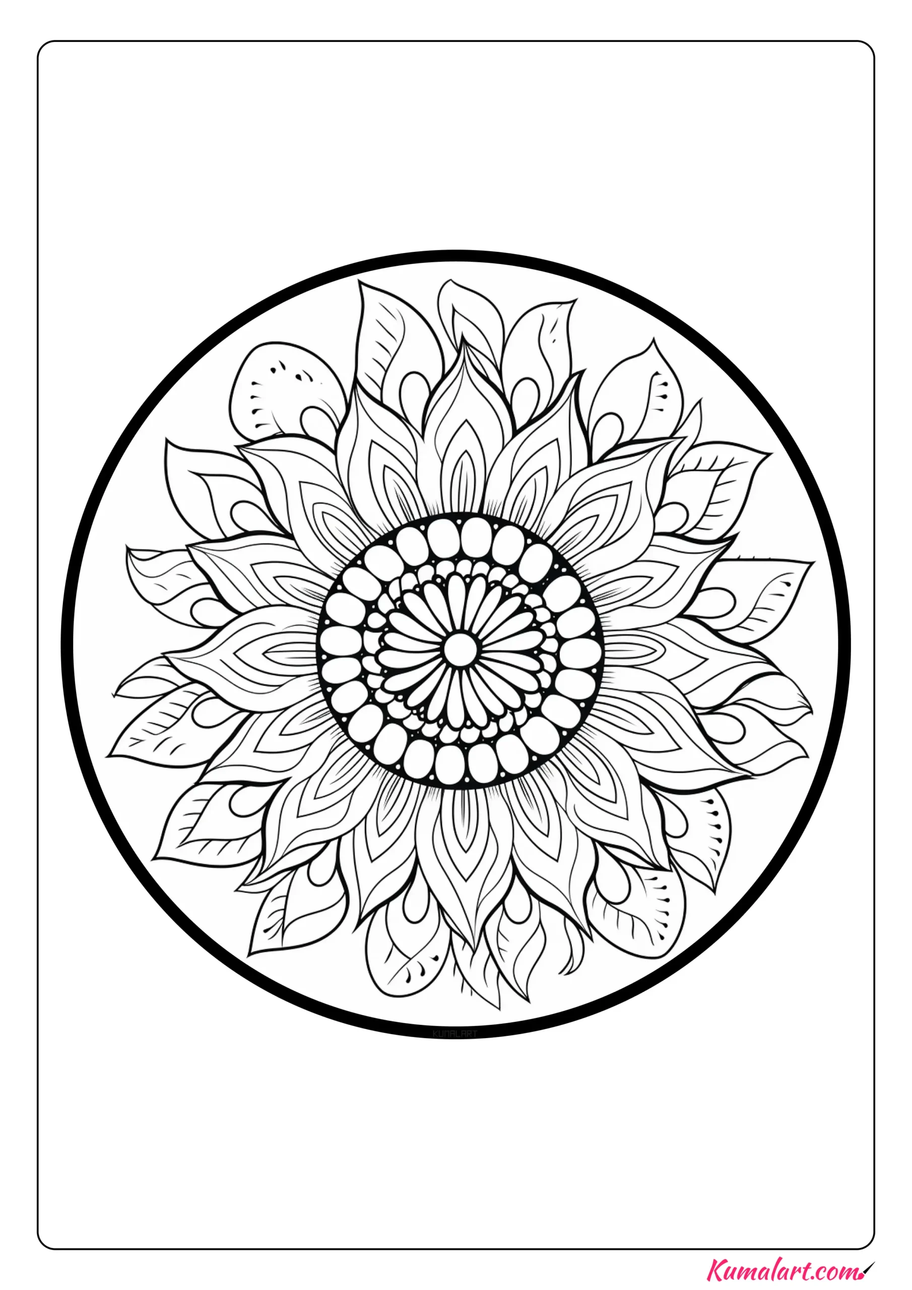 Exotic Sunflower Mandala Coloring Page