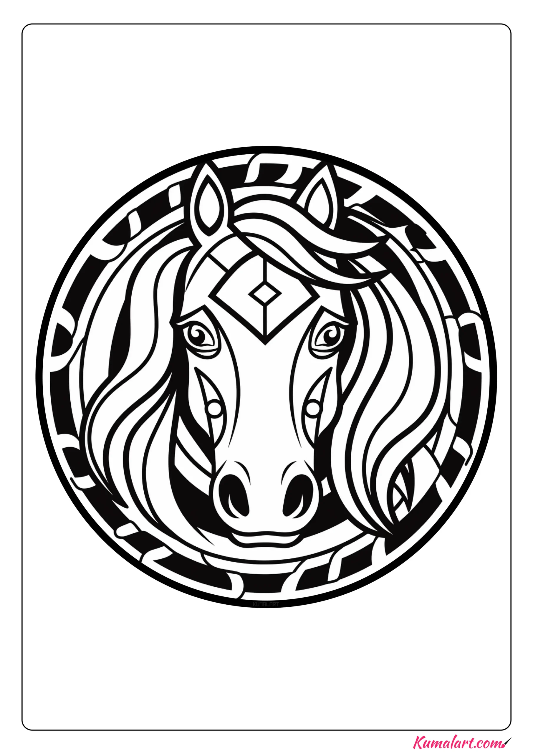 Felix the Horse Mandala Coloring Page