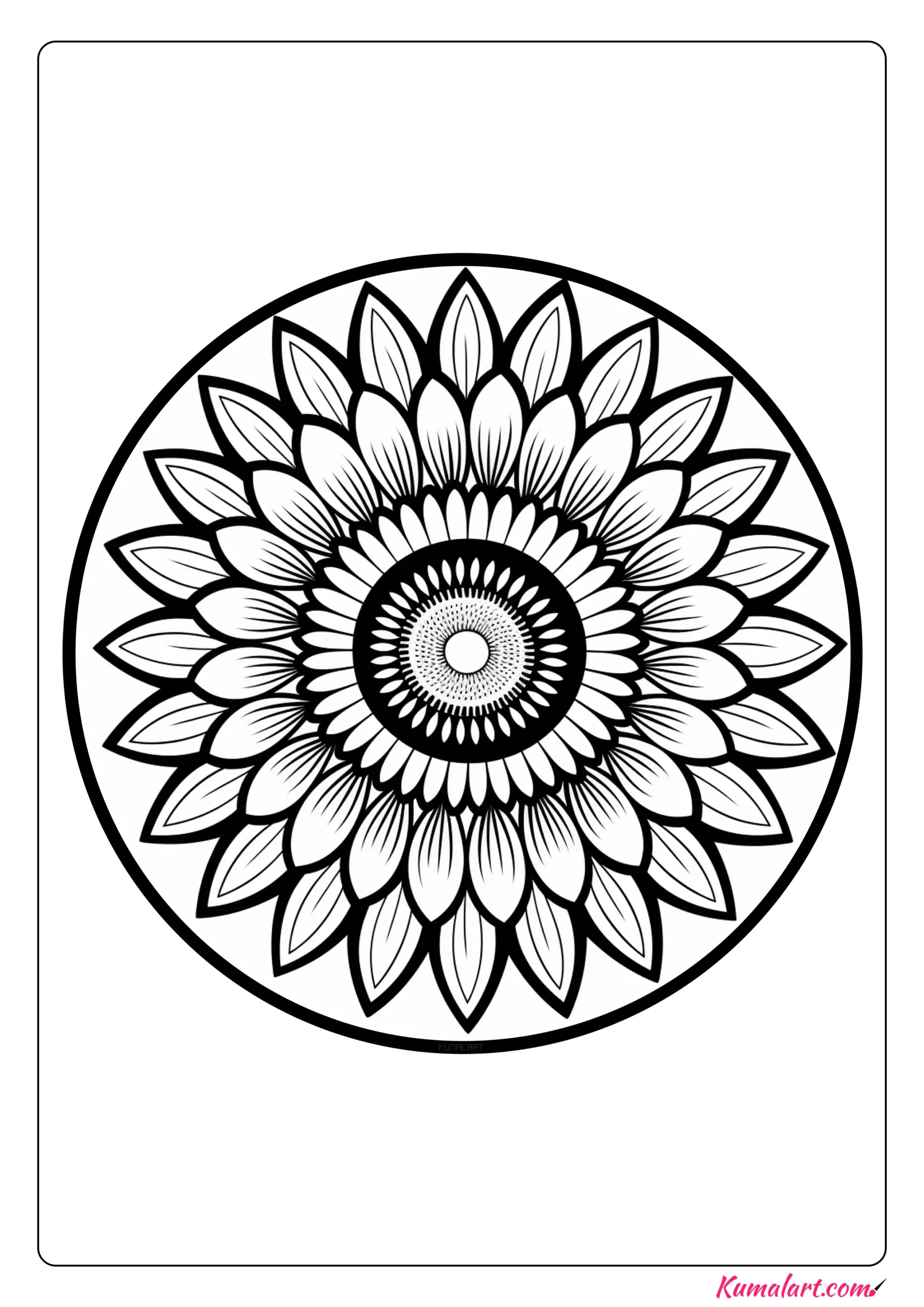 Floral Sunflower Mandala Coloring Page