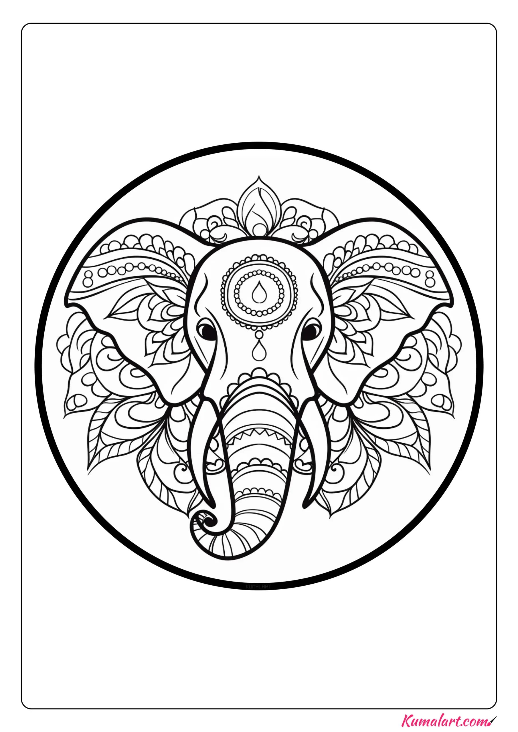 Free Elephant Mandala Coloring Page