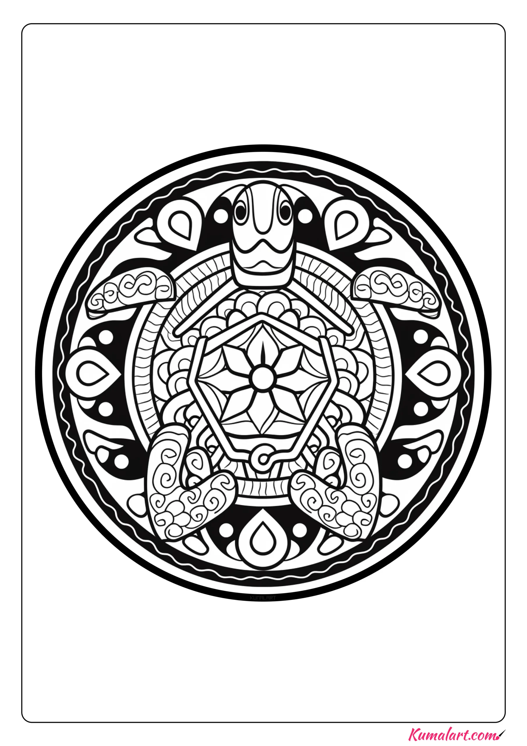Free Printable Turtle Mandala Coloring Page