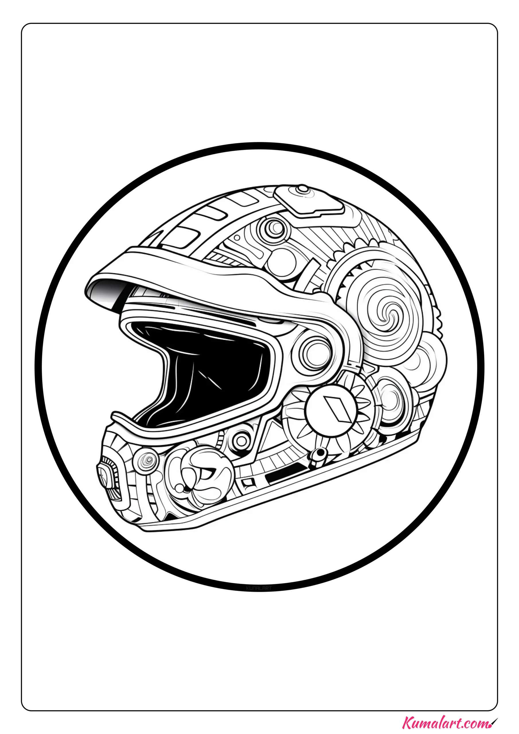 Geometric Dirt Bike Helmet Coloring Page