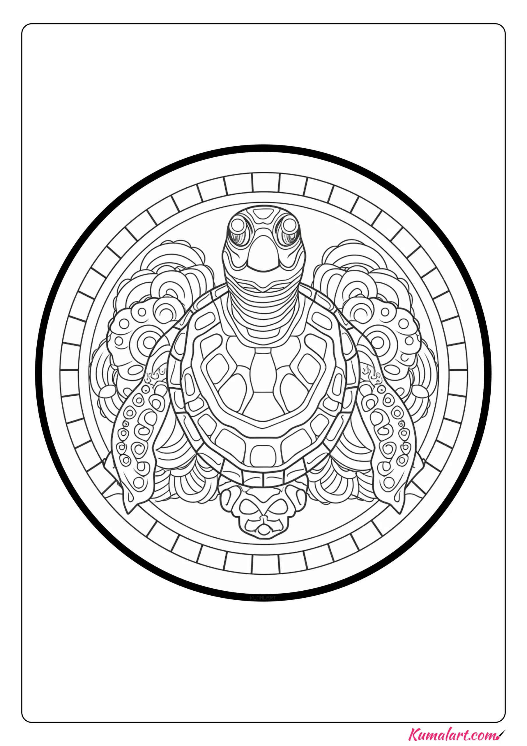 George the Turtle Mandala Coloring Page