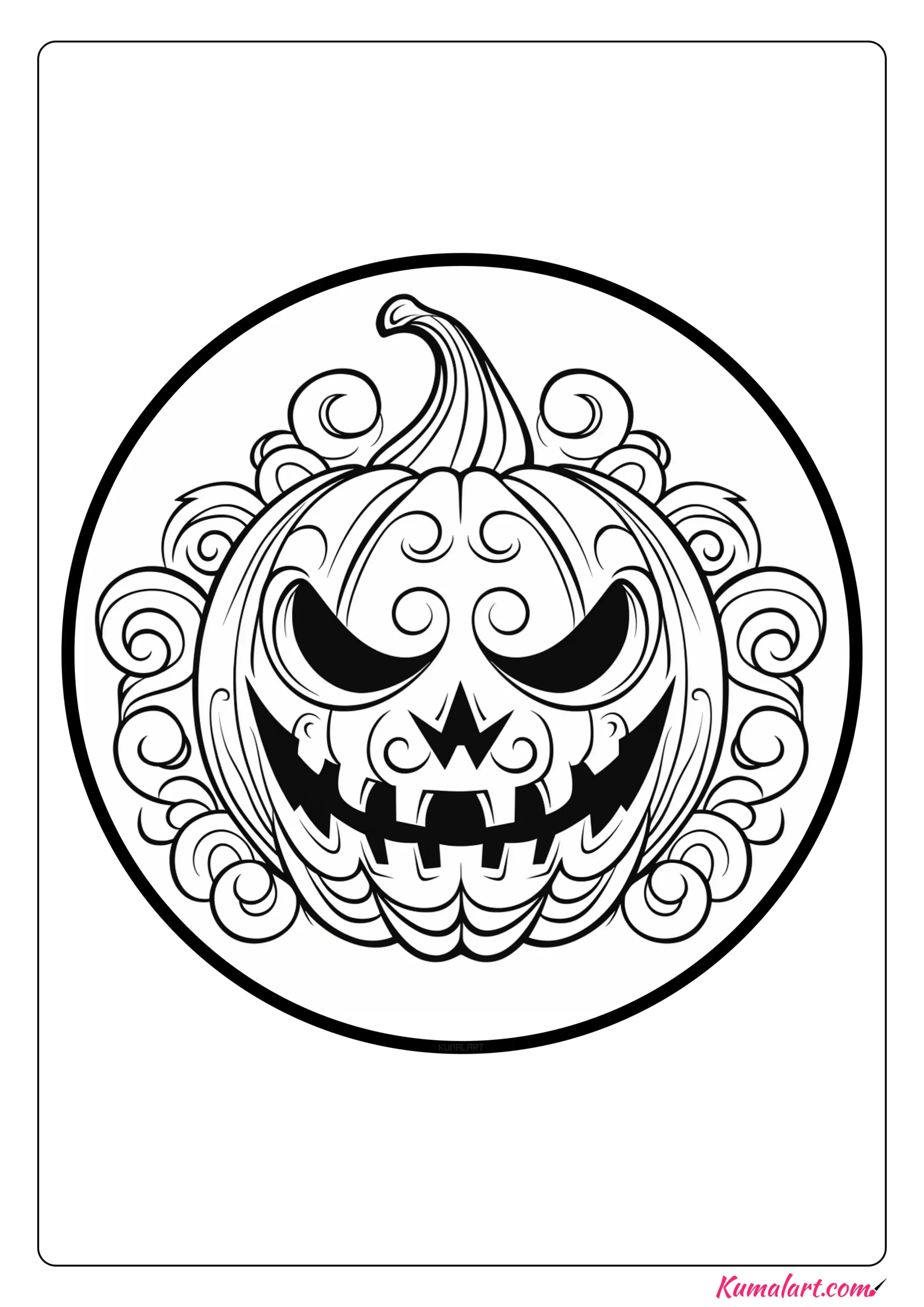 Ghostly Scary Pumpkin Coloring Page