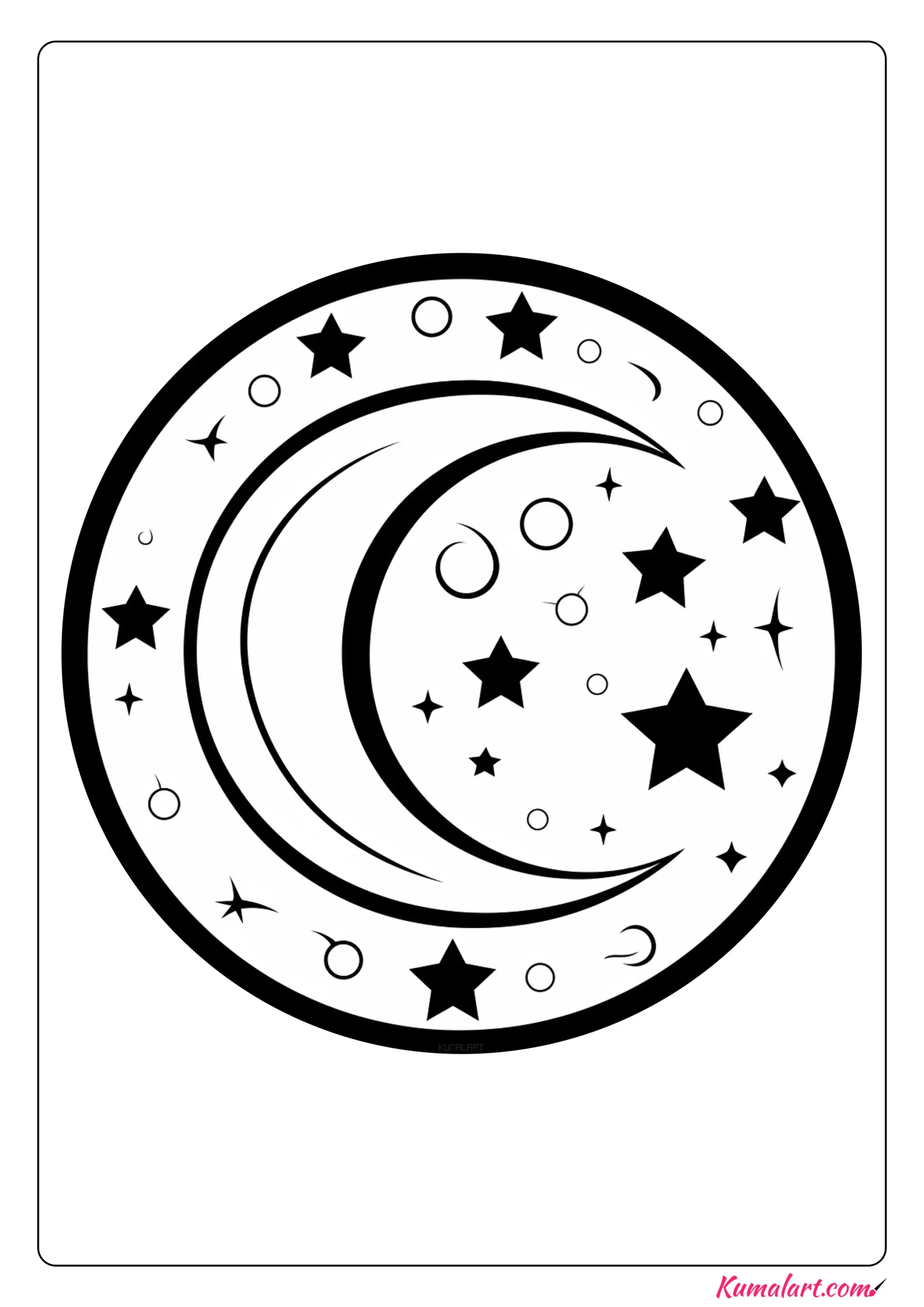 Glowing Moon Mandala Coloring Page