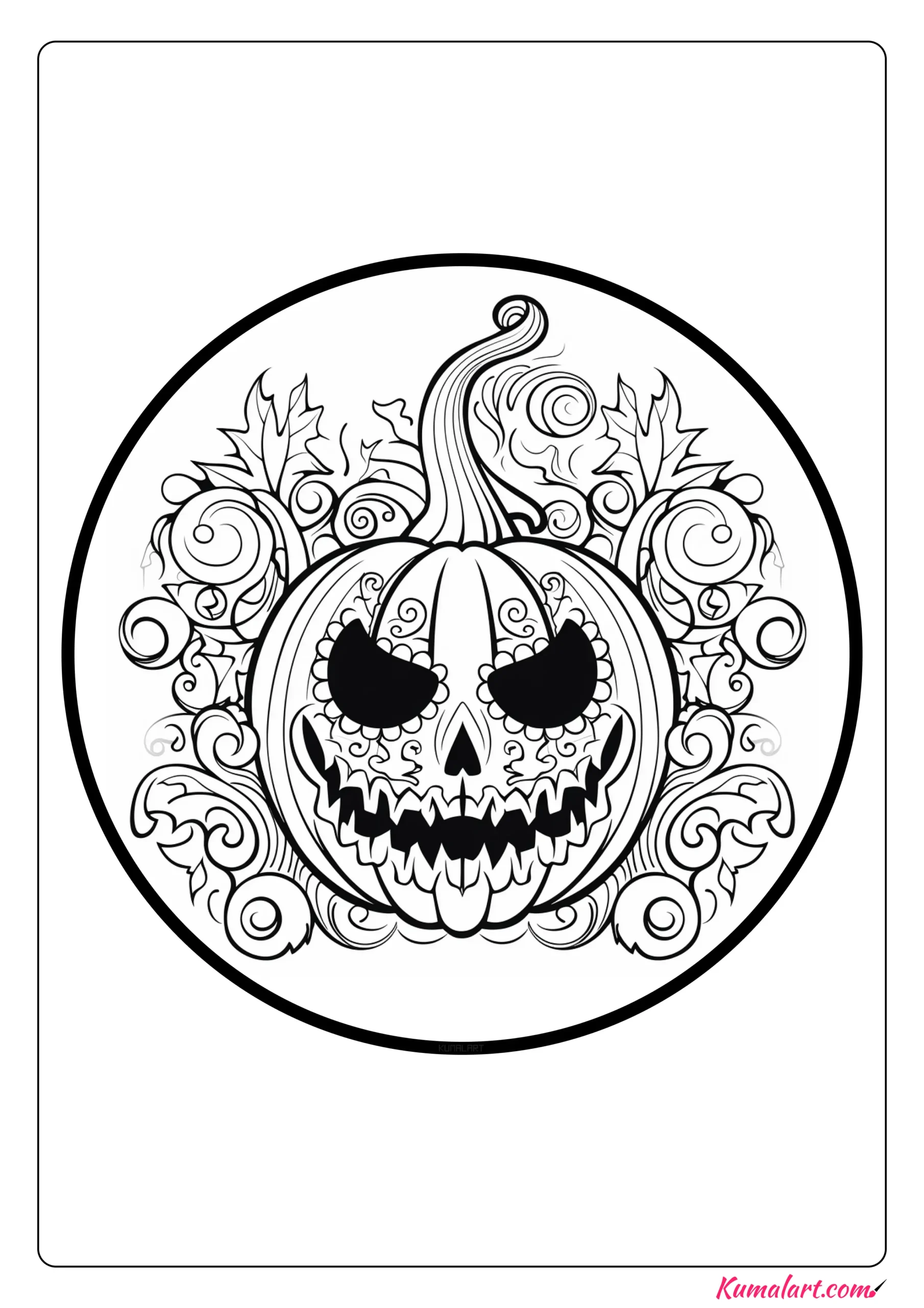 Hallowen Scary Pumpkin Coloring Page